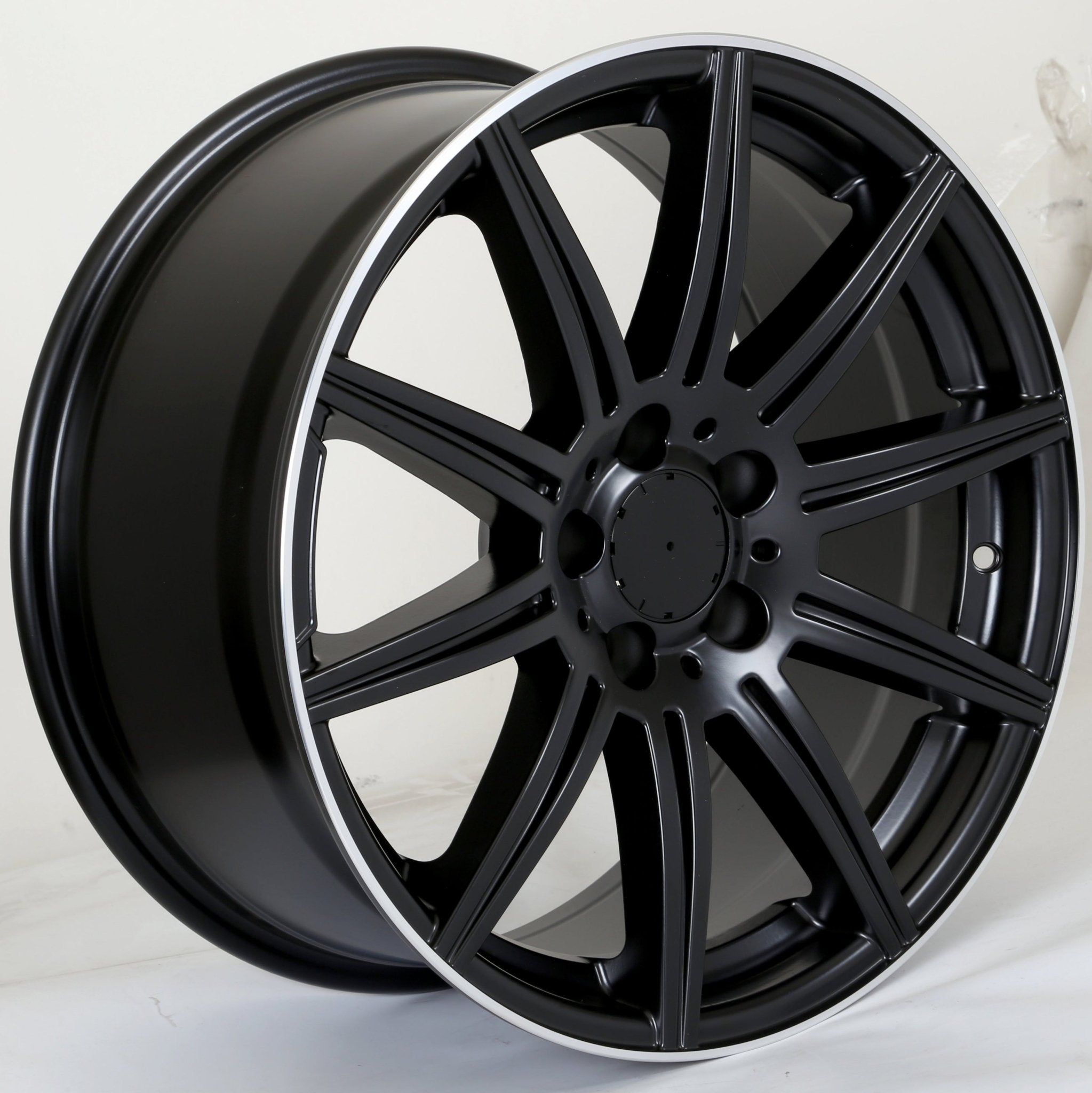 W806 Satin Black Machined Lip 18x8.5 Et35 5x112 CB66.6