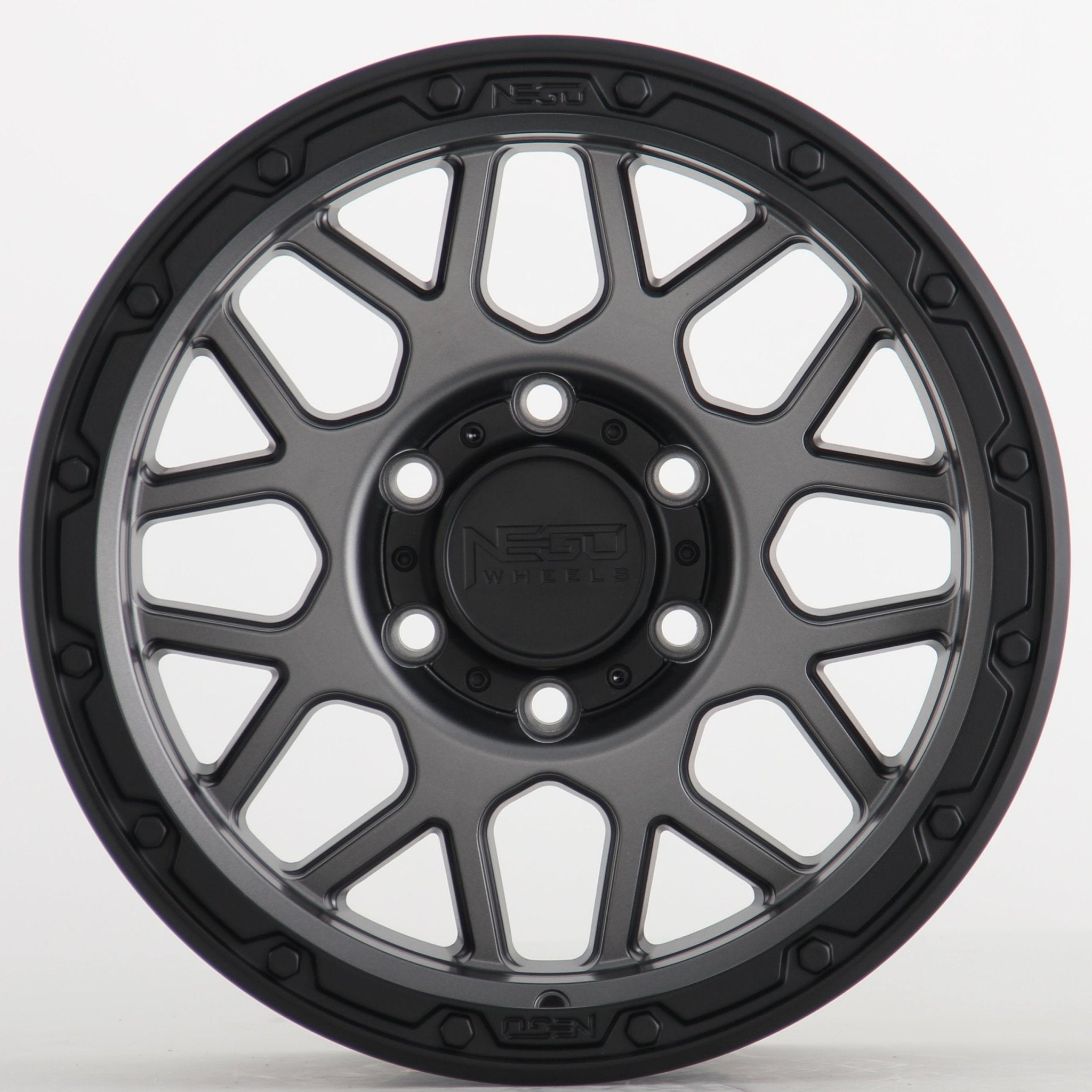 W915 N03 Satin Gunmetal Satin Black Lip 17x8.5 ET0 5x127 CB71.56