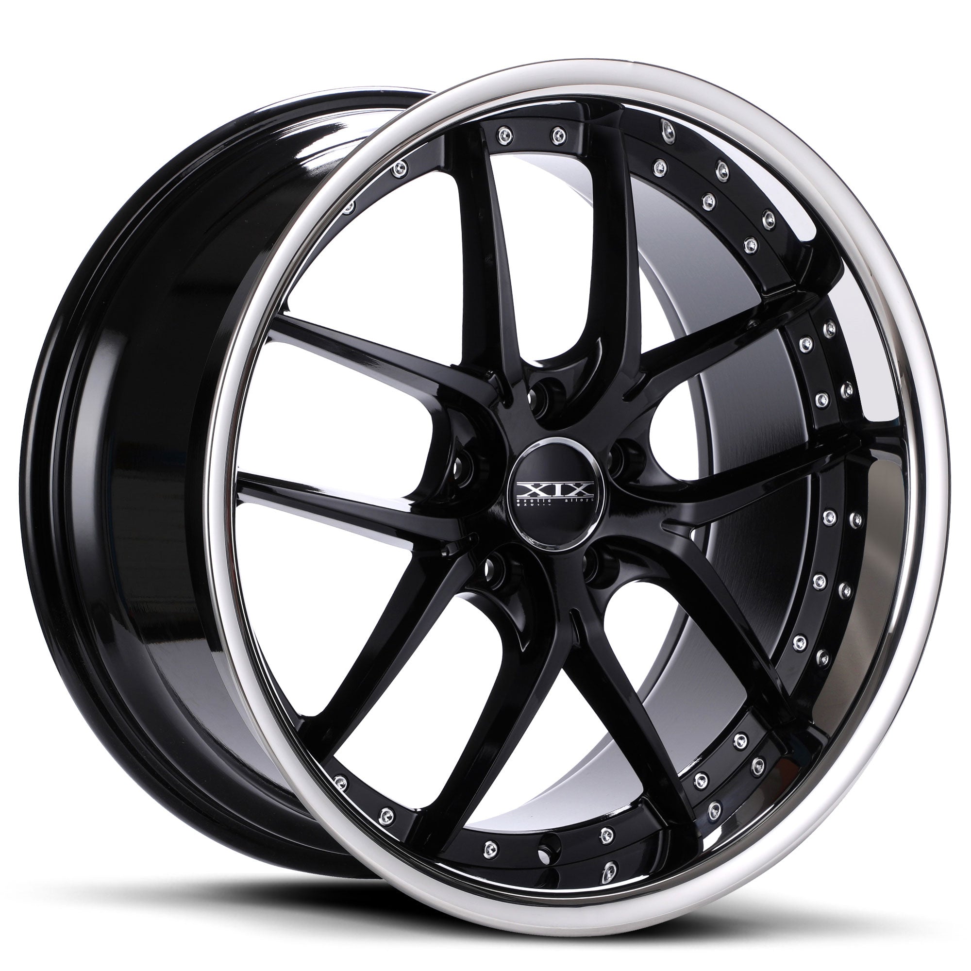 XIX X61 20X8.5 5X4.5 GLOSS BLACK WITH STAINLESS STEEL LIP
