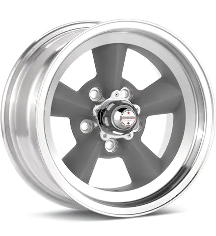 AMERICAN RACING AUTHENTIC HOT ROD VN309 TORQ-THRUST ORIGINAL LIGHT GREY W/MACH LIP