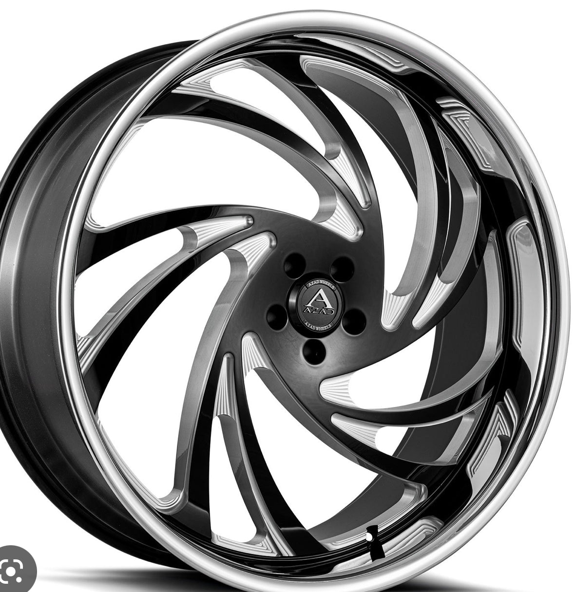 AZAD AZDRIP 22x9.5 BLANK BLACK MILLED SS LIP