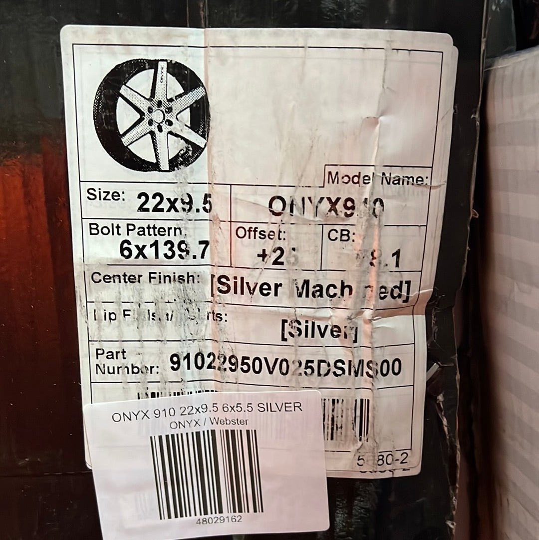ONYX 910 22x9.5 6x5.5 SILVER