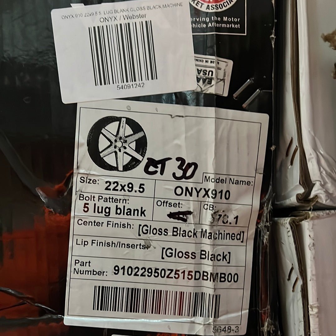 ONYX 910 22x9.5 5 LUG BLANK GLOSS BLACK MACHINE