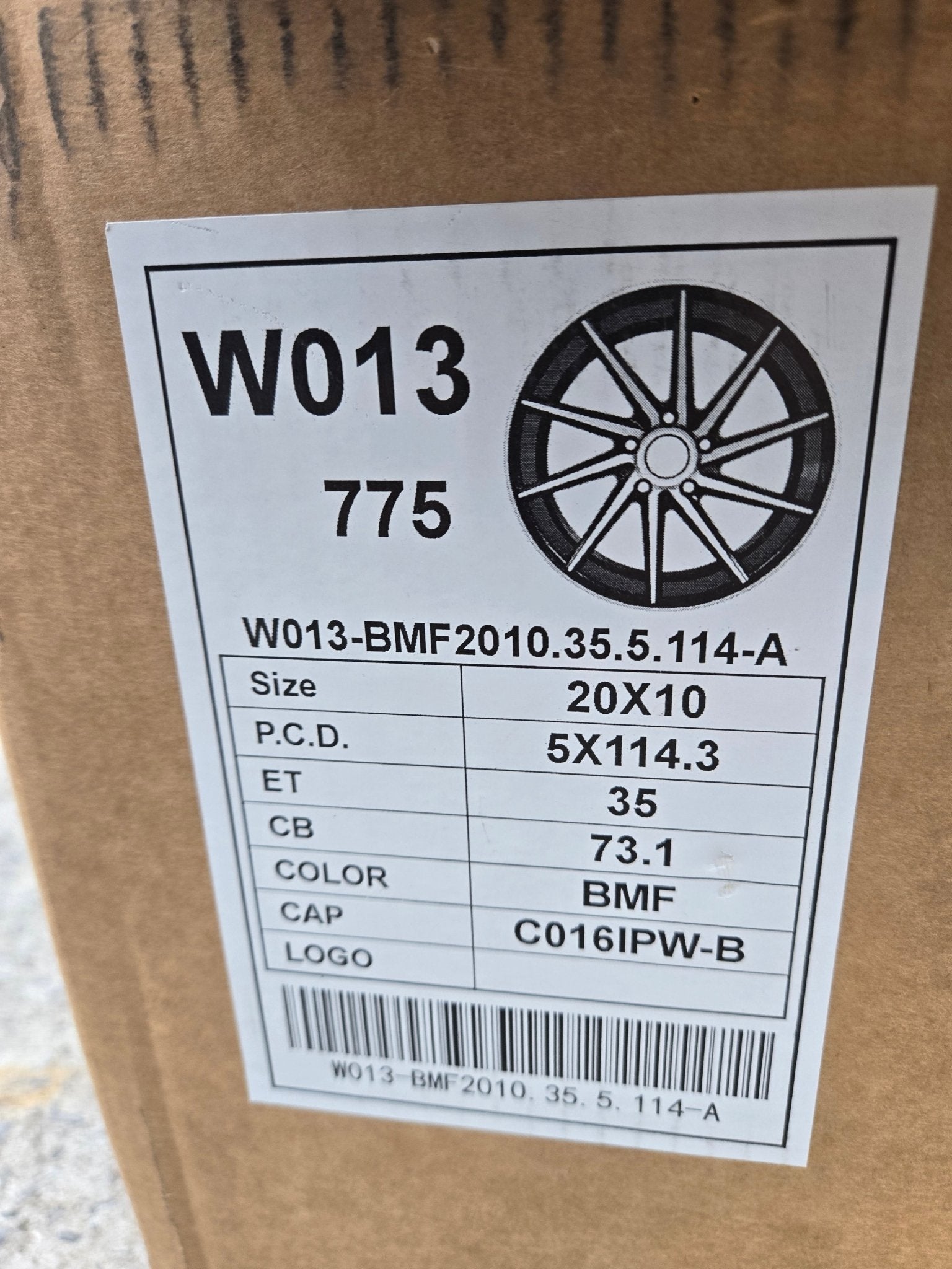 W013 20X10 5X114.3 GLOSS BLACK MACHINED FACE