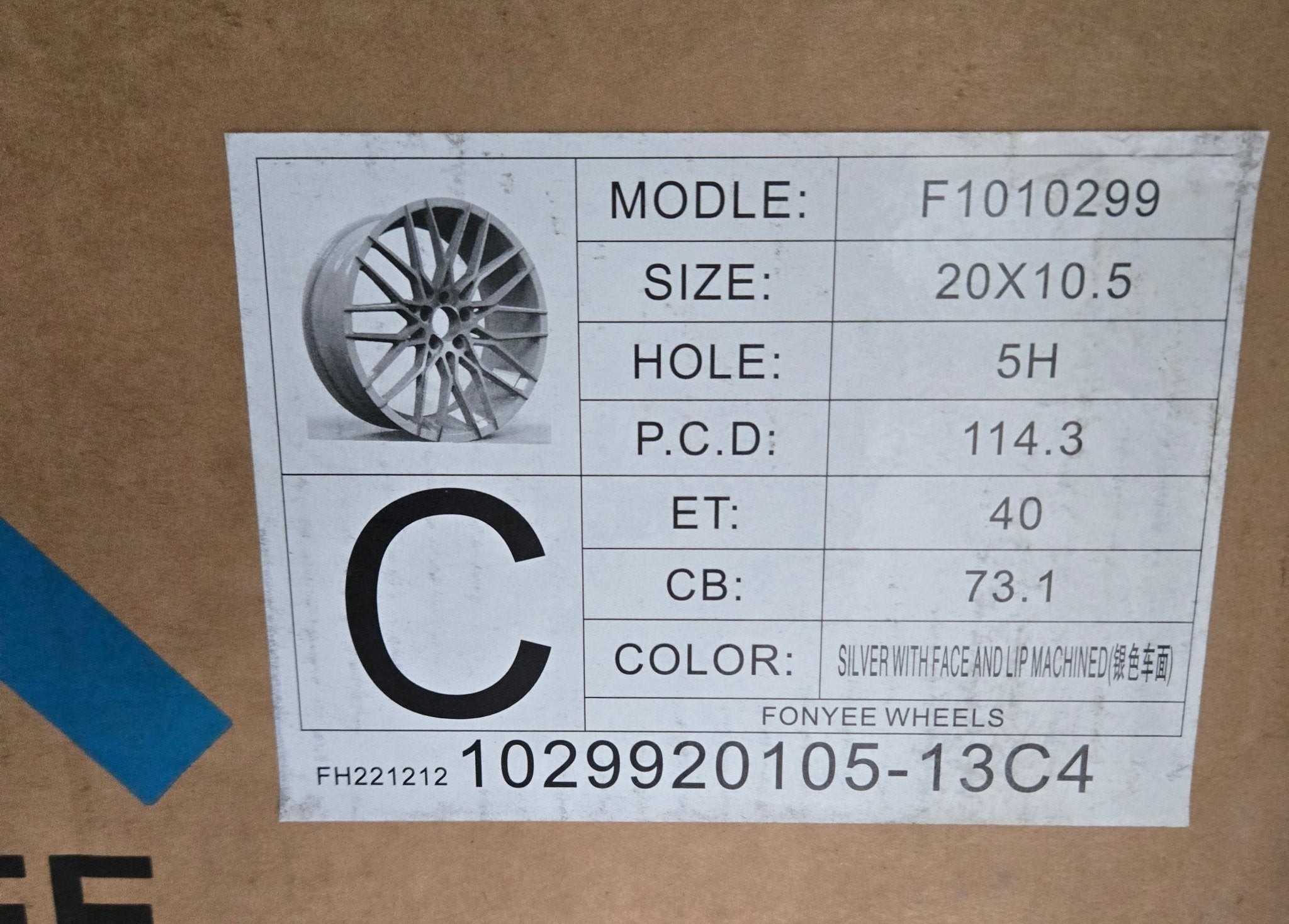 FOYEE-10299 20X10.5 5X114.3 GLSS SILVER MACHINED FACE