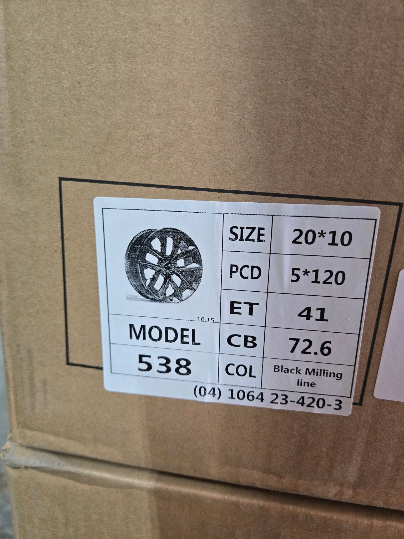 OE-538 909M 20X10 5X120 PIANO BLACK MILLED SPOKES