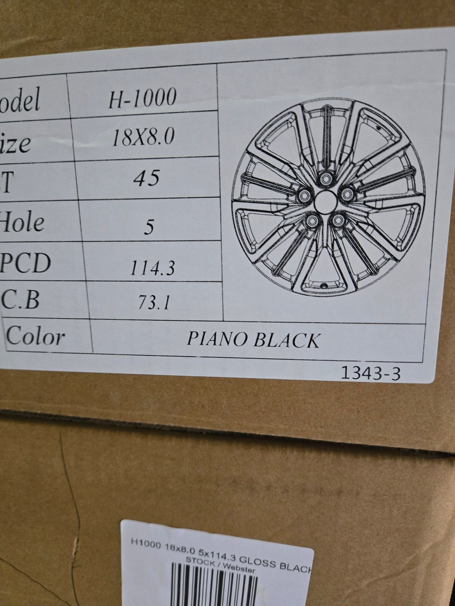 H1000 18x8.0 5x114.3 GLOSS BLACK