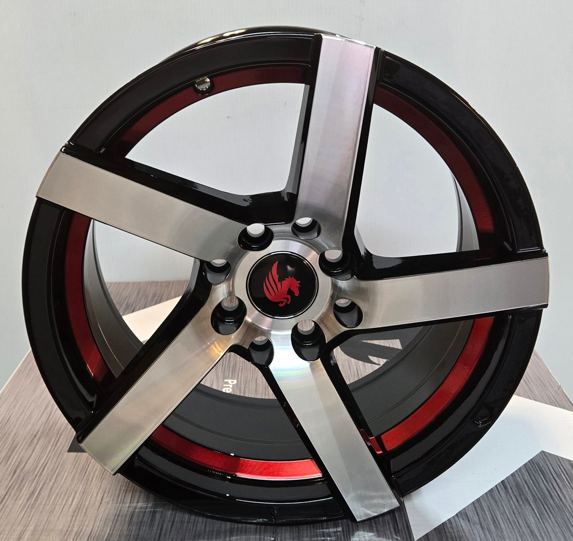 NISOSHI NS36 15X7.0 4X100 4X114.3 BLACK MACHINED FACE RED UNDERCUT