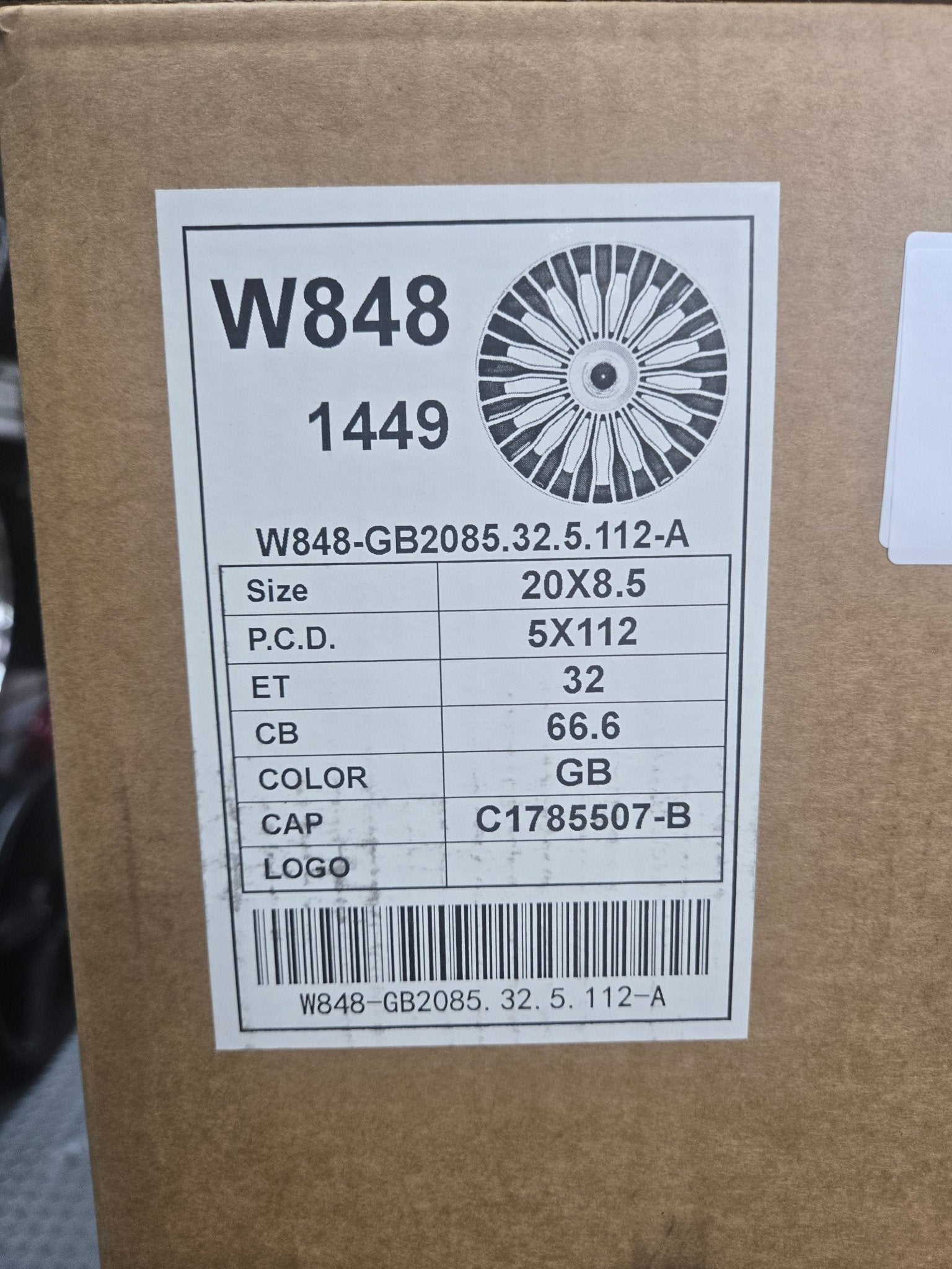 W848 20X8.5 5X112 GIOSS BLACK