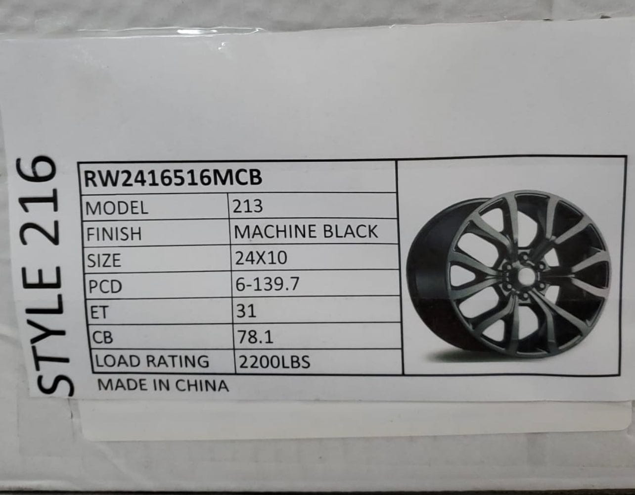STYLE 216 24X10 6X39.7 MACHINED BLACK