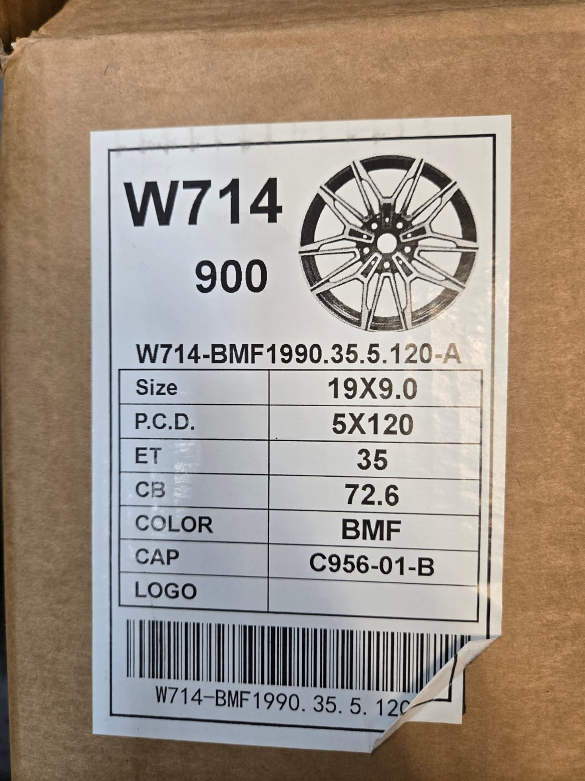 W714 19X9.0 5X120 PIANO BLACK MACHINED