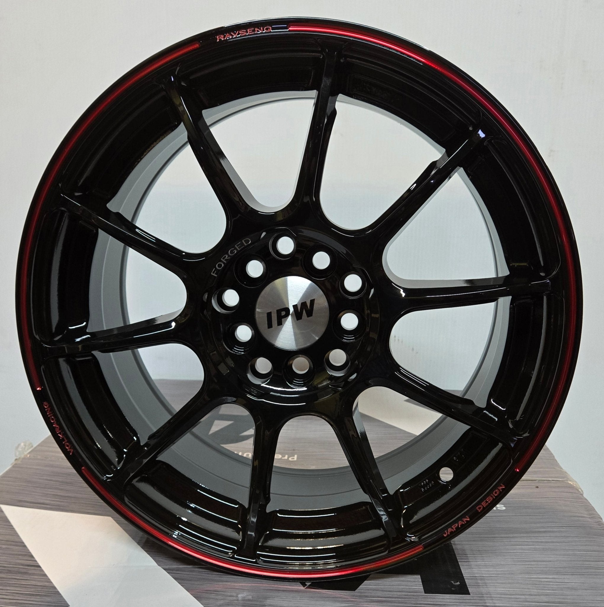 ZE40 TIME-ATTACK REP 16X7.0 5X114.3 5X100 PIANO BLACK RED LINE