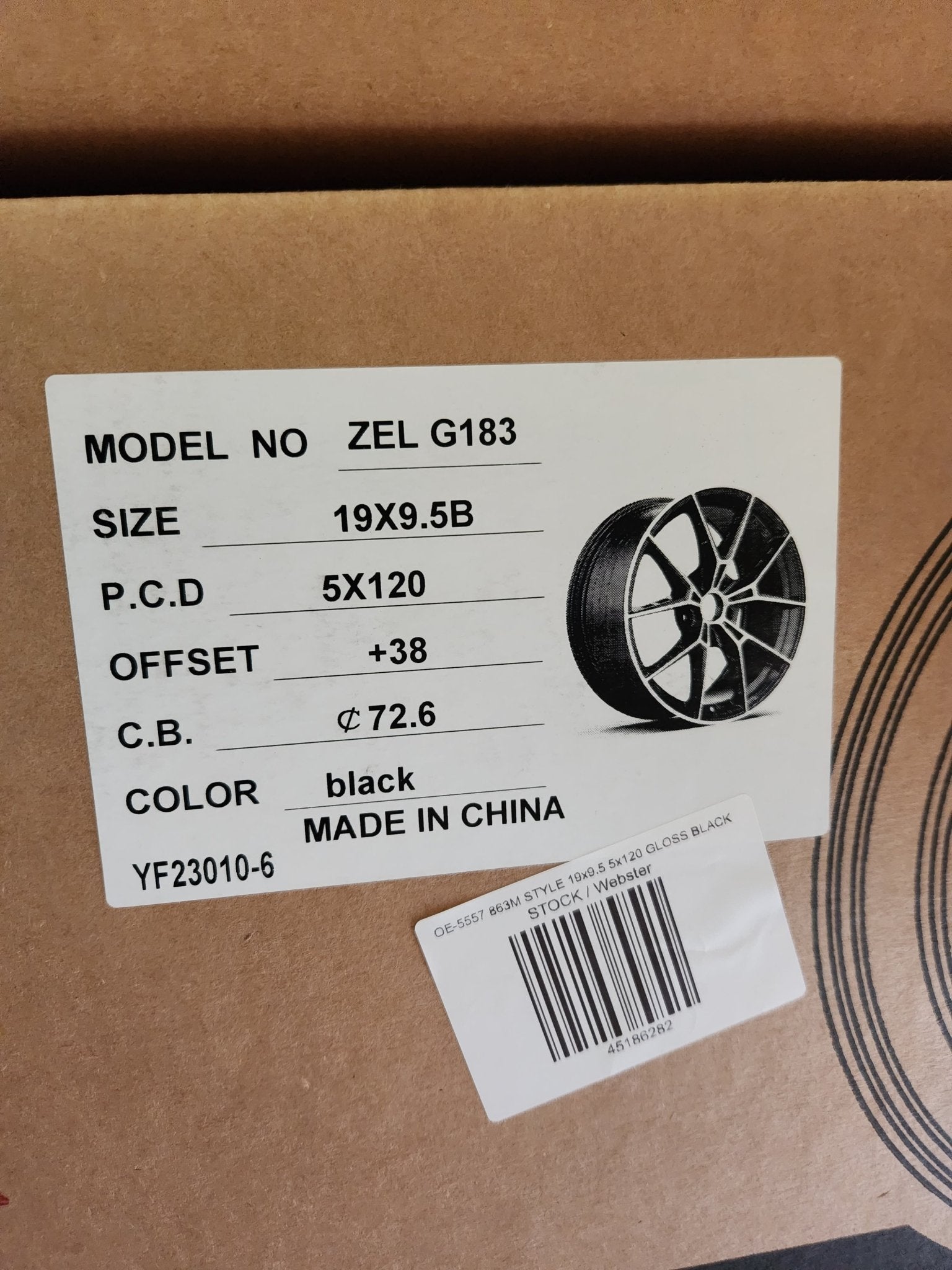 OE-5557 863M STYLE 19x9.5 5x120 GLOSS BLACK