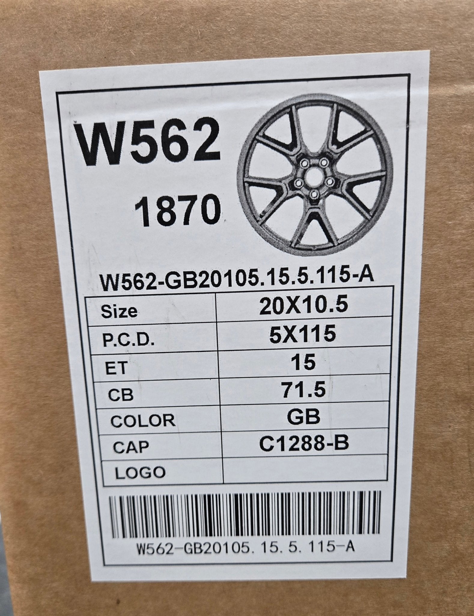 W562 20X10.5 5X115 GLOSS BLACK