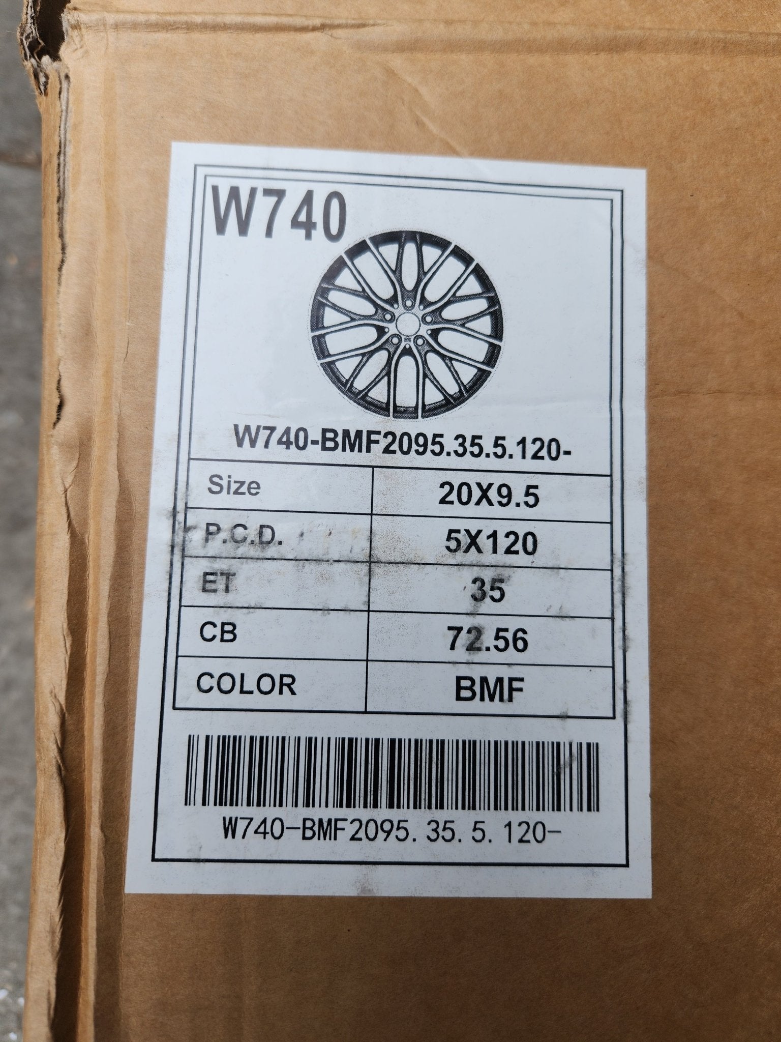 W740 20X9.5 5X120 BLACK MACHINED FACE