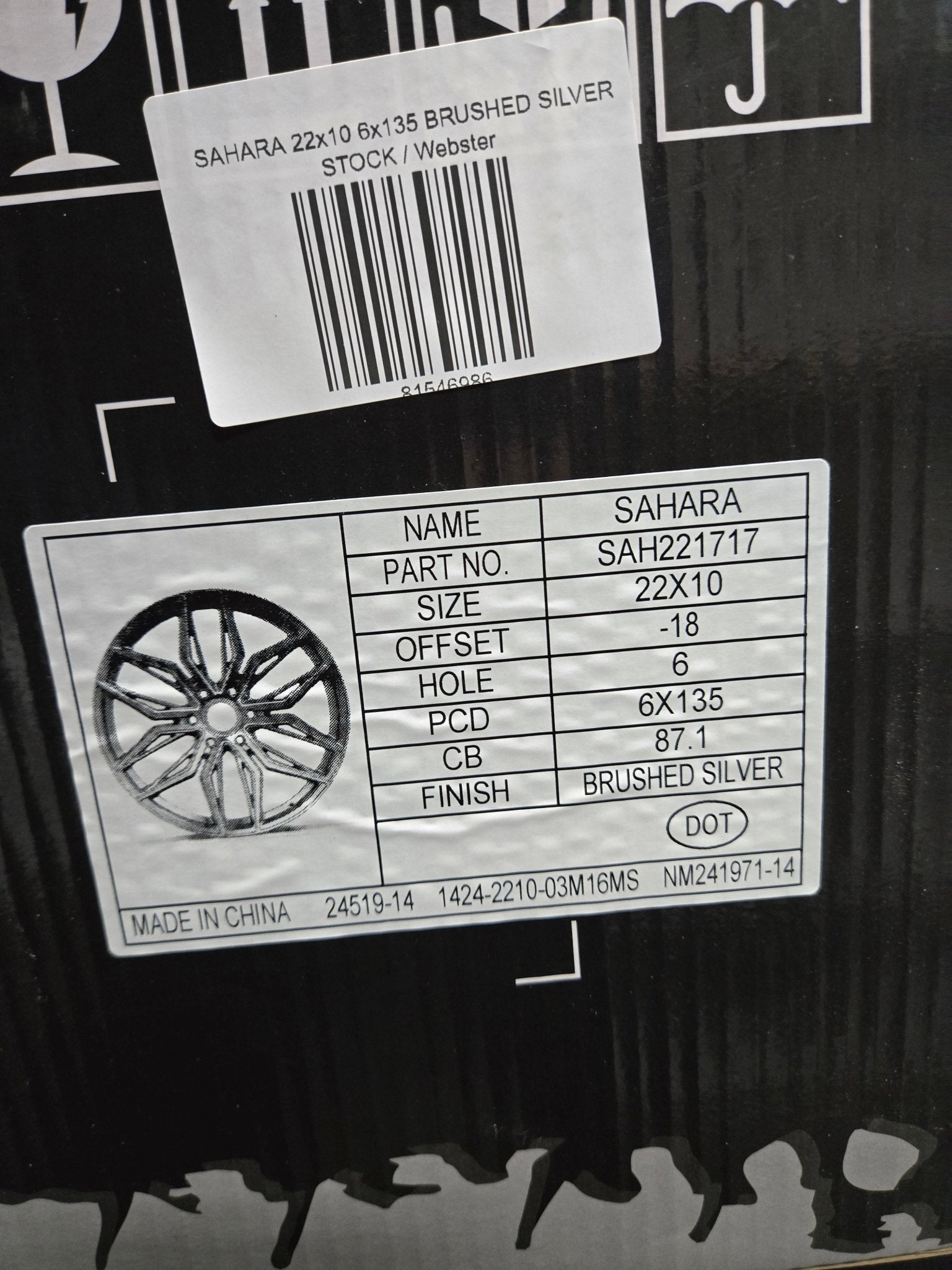 SAHARA 22x10 6x135 BRUSHED SILVER