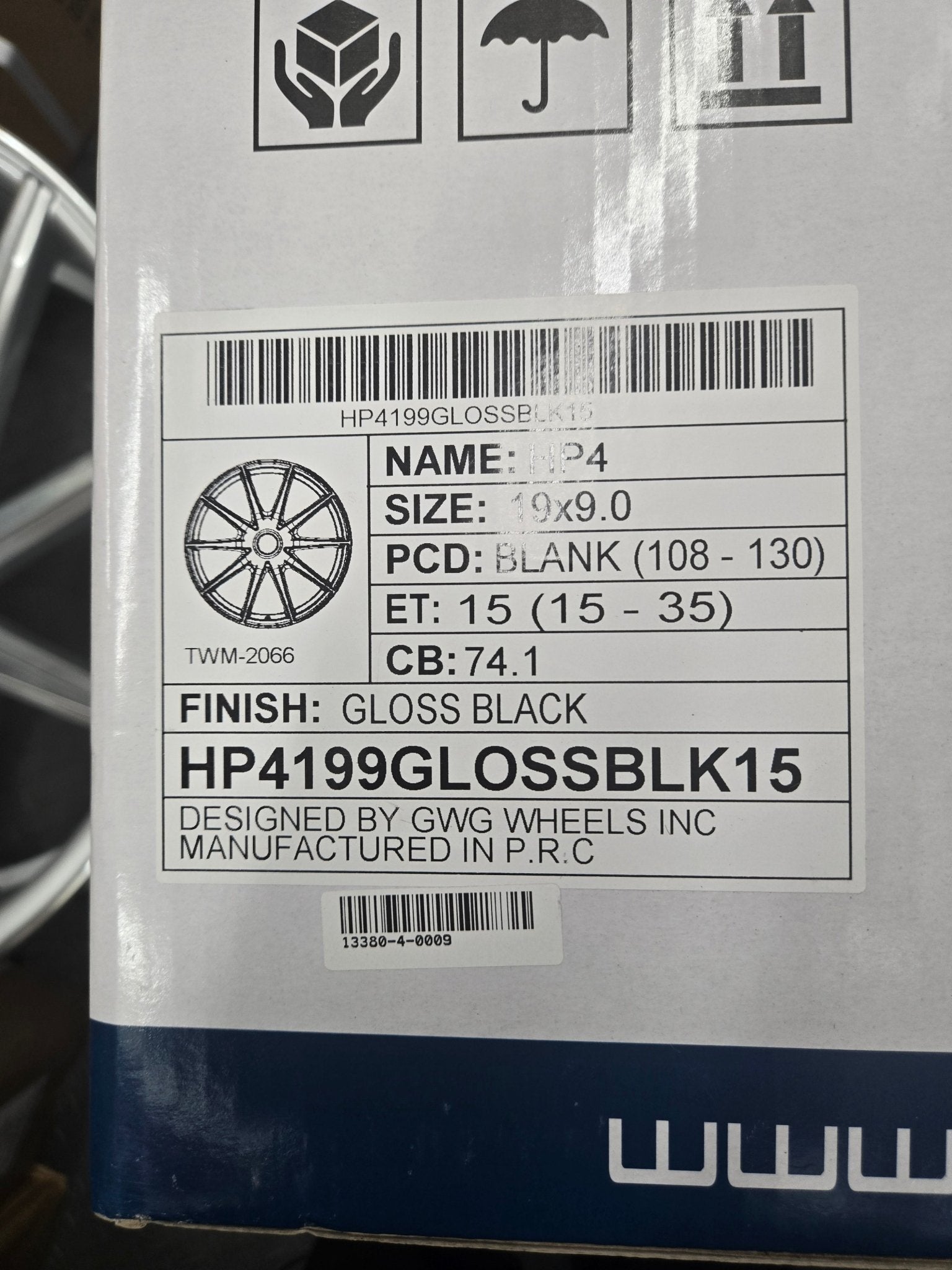 GWG HP4 19X9.0 BLANK GLOSS BLACK