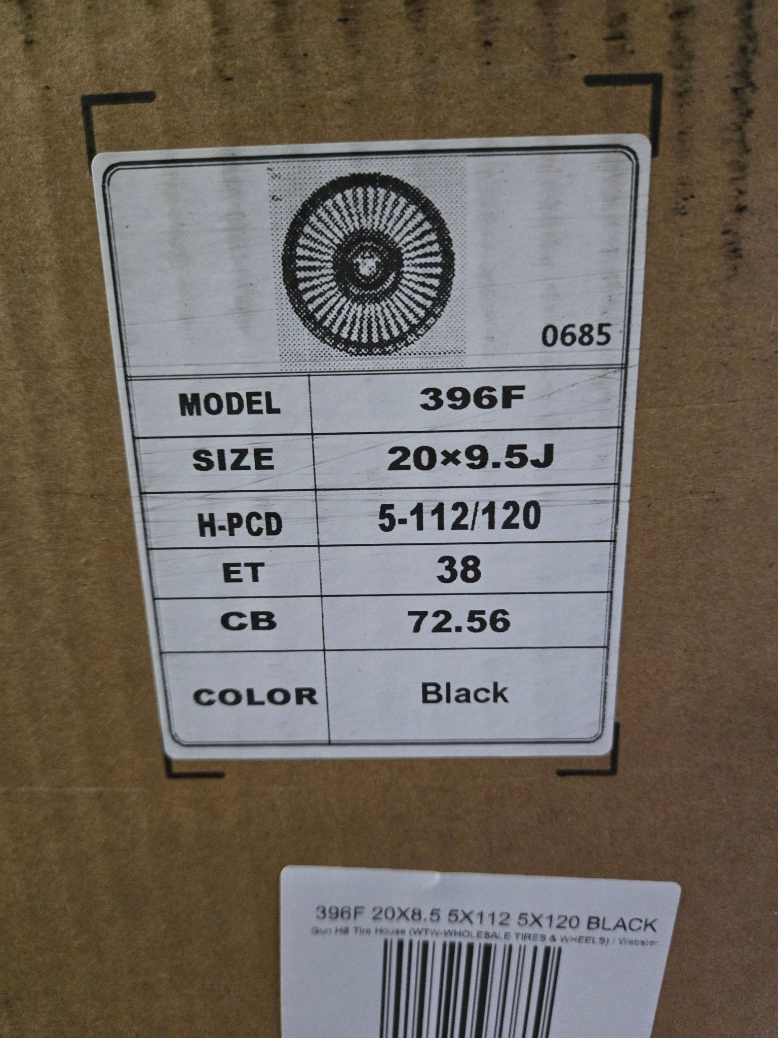 396F 20X9.5 5X112 5X120 BLACK