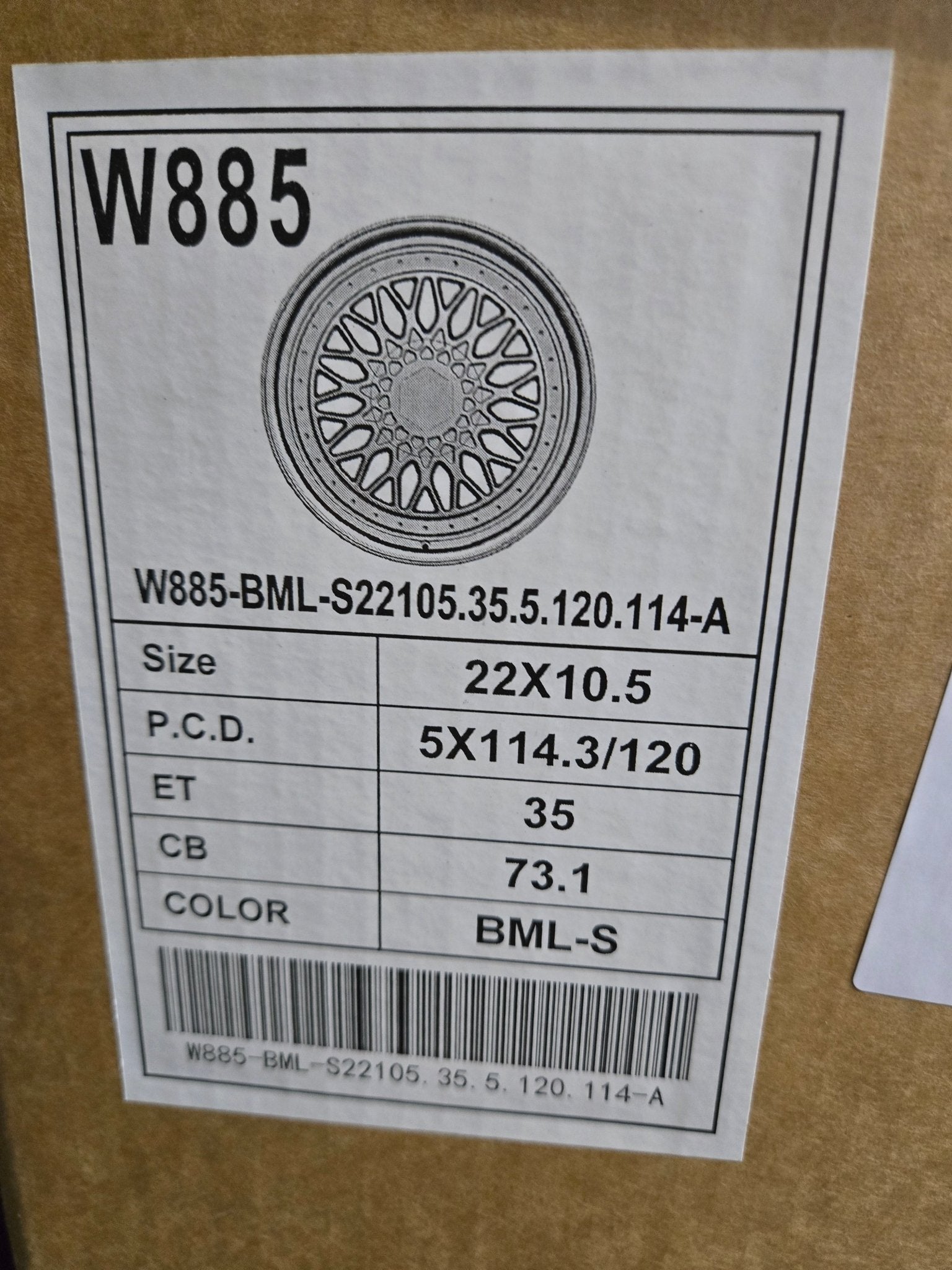 W885 22x10 5x114.3 / 5x120 BLACK MACHINE FACE