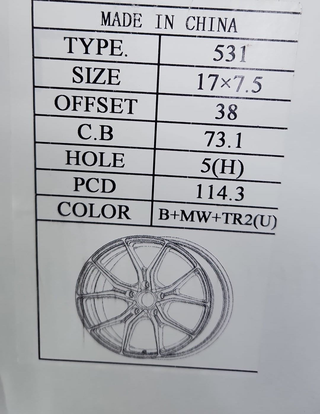 VELSEN 531- WHEELS 17X7.5 5X4.5 B+MW+TR2 (U)
