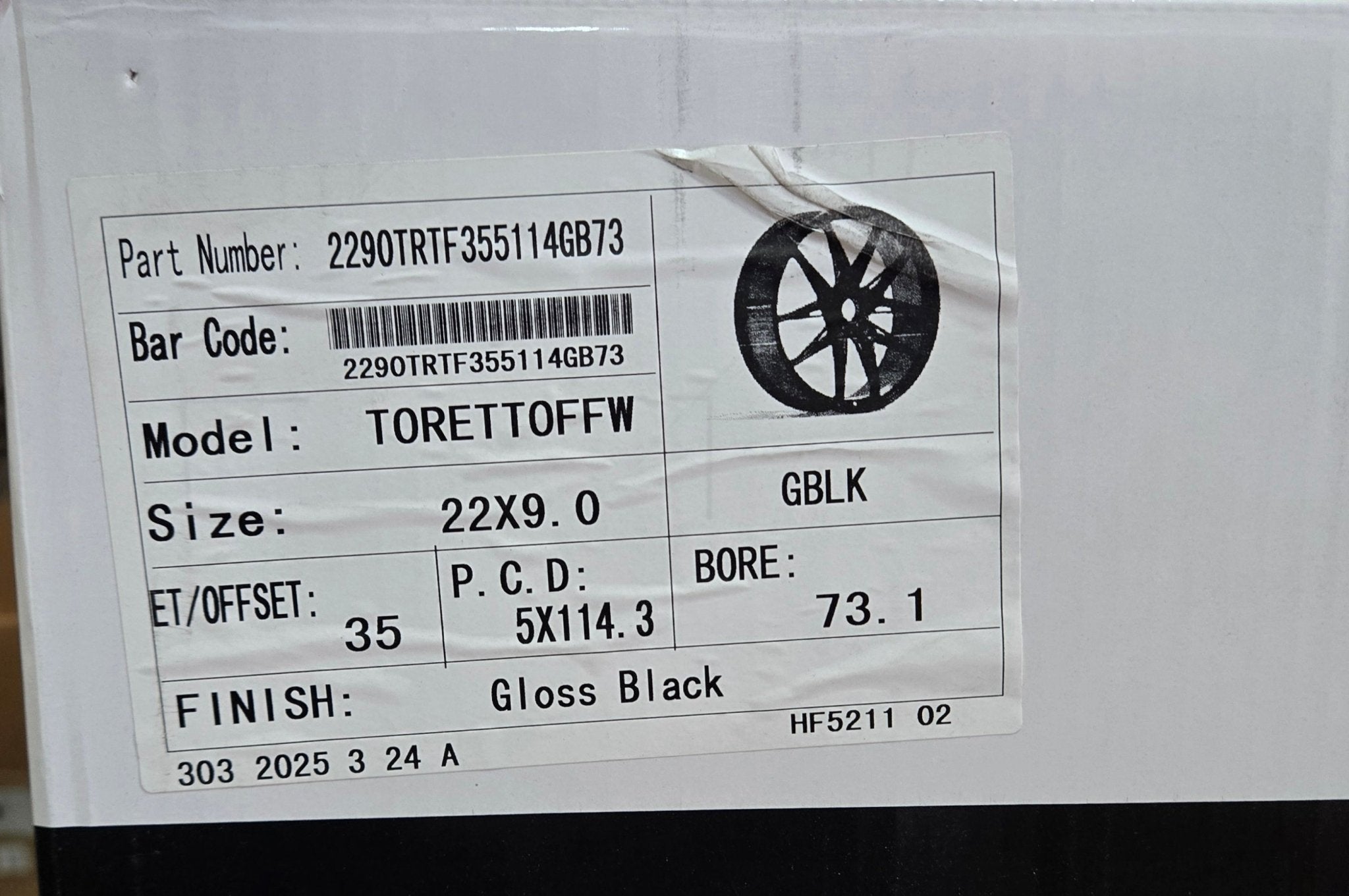 PEGASUS TORETTOFFW 22X9.0 5X114.3 PIANO BLACK