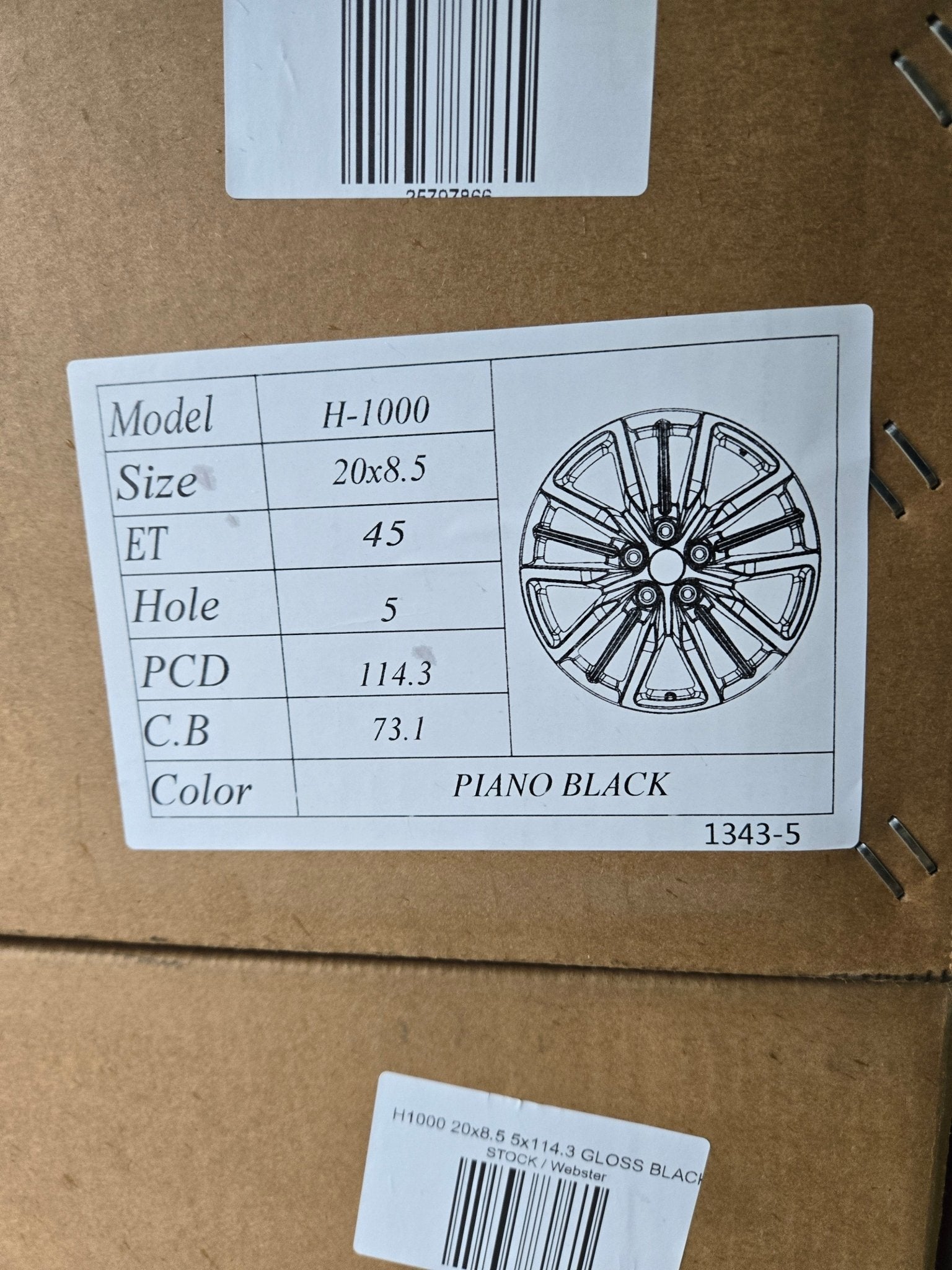 H1000 20x8.5 5x114.3 GLOSS BLACK