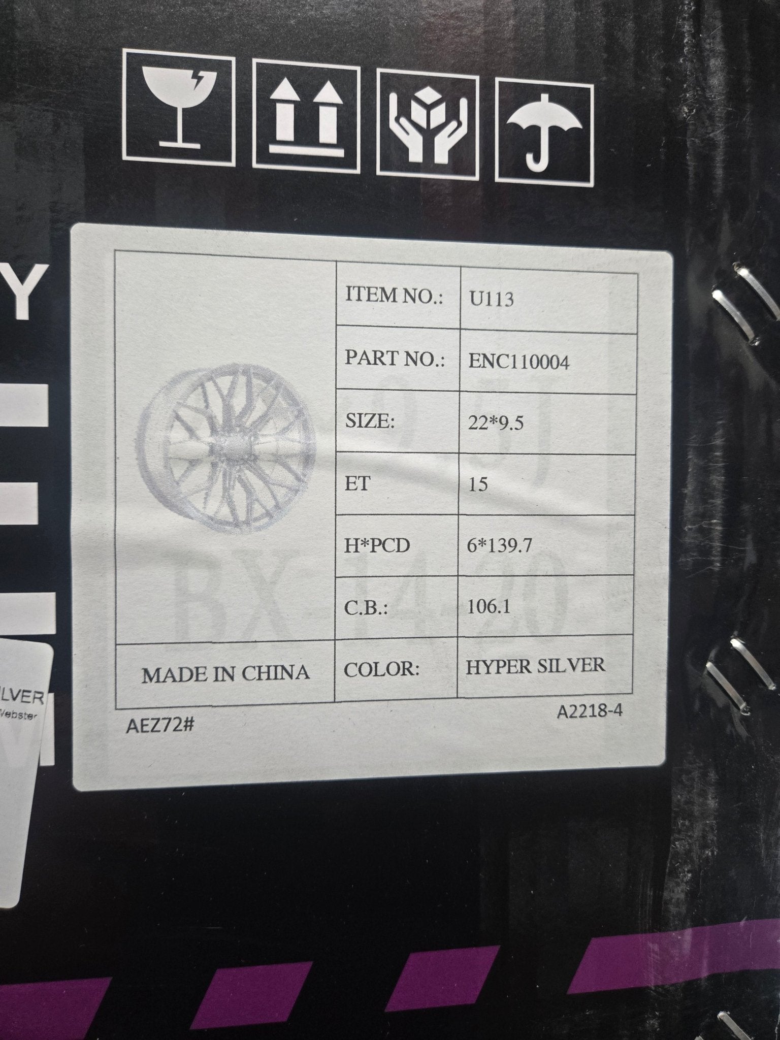 ENCORE U113 ENC110 22X9.5 6X139.7 HYPER SILVER
