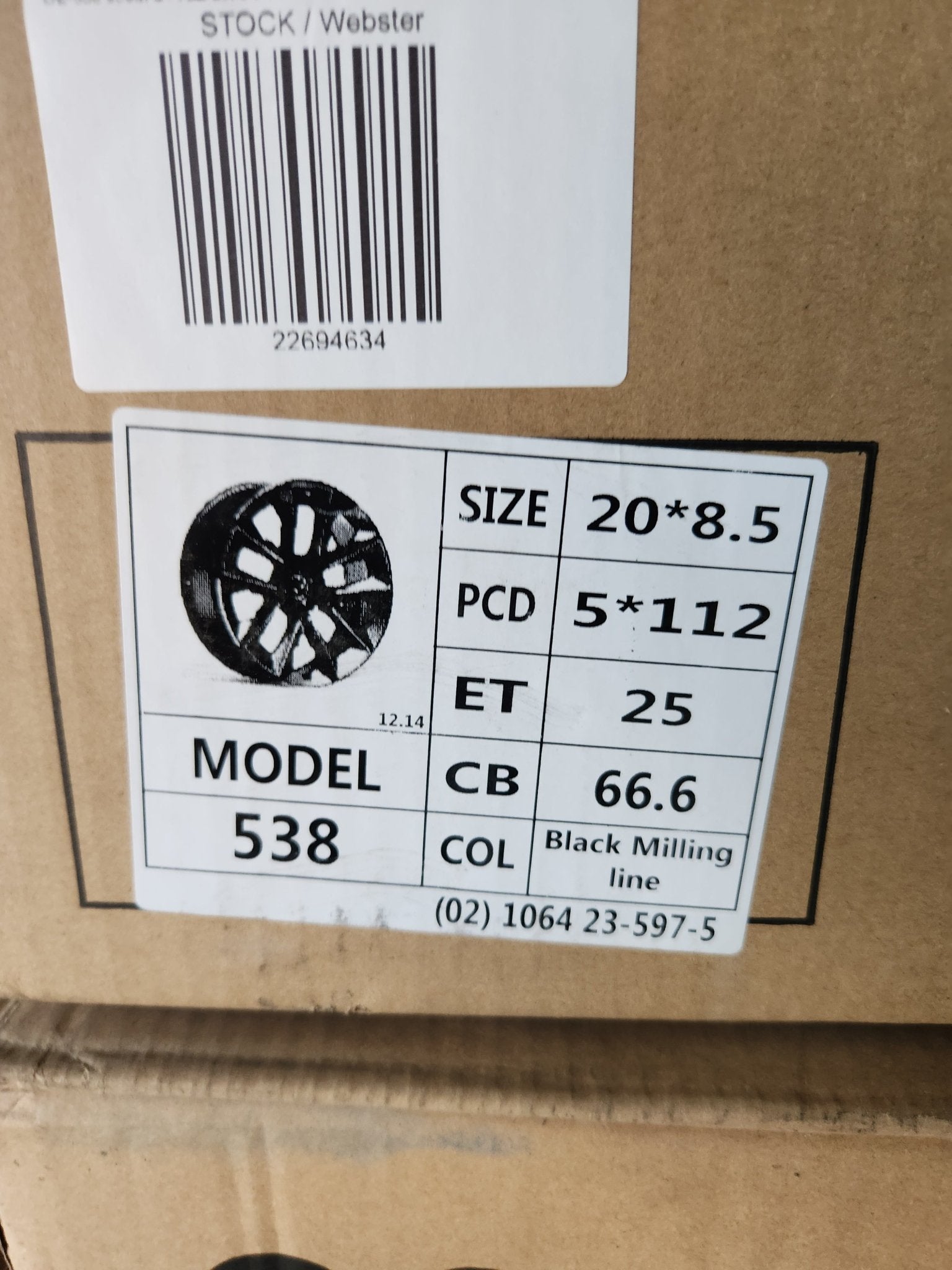 OE-538 909M STYLE 20x8.5 5x112 GLOSS BLACK MILLED SPOKES