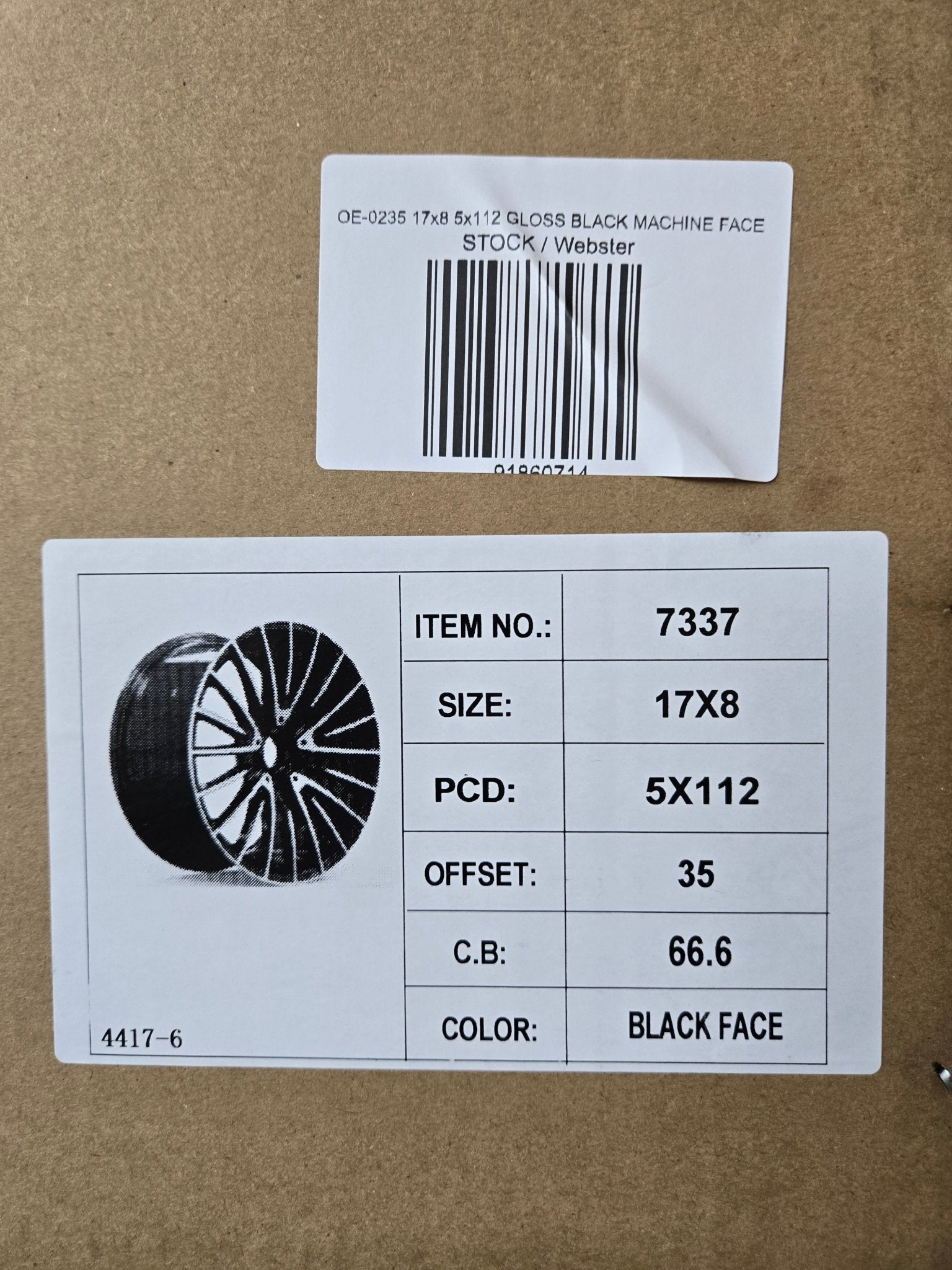 OE-0235 17x8 5x112 GLOSS BLACK MACHINE FACE