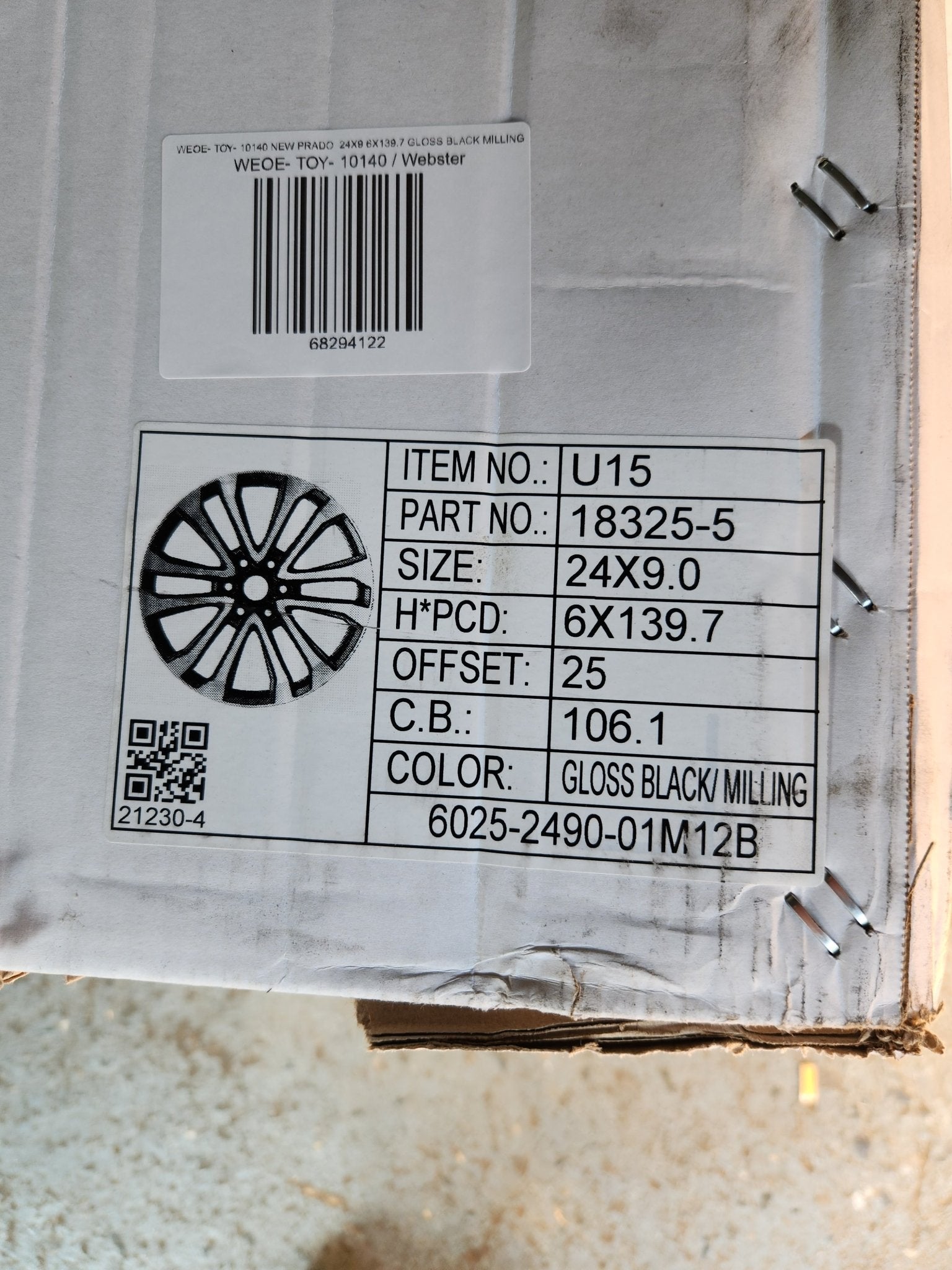 WEOE-U15 24X9 6X139.7 GLOSS BLACK MILLING