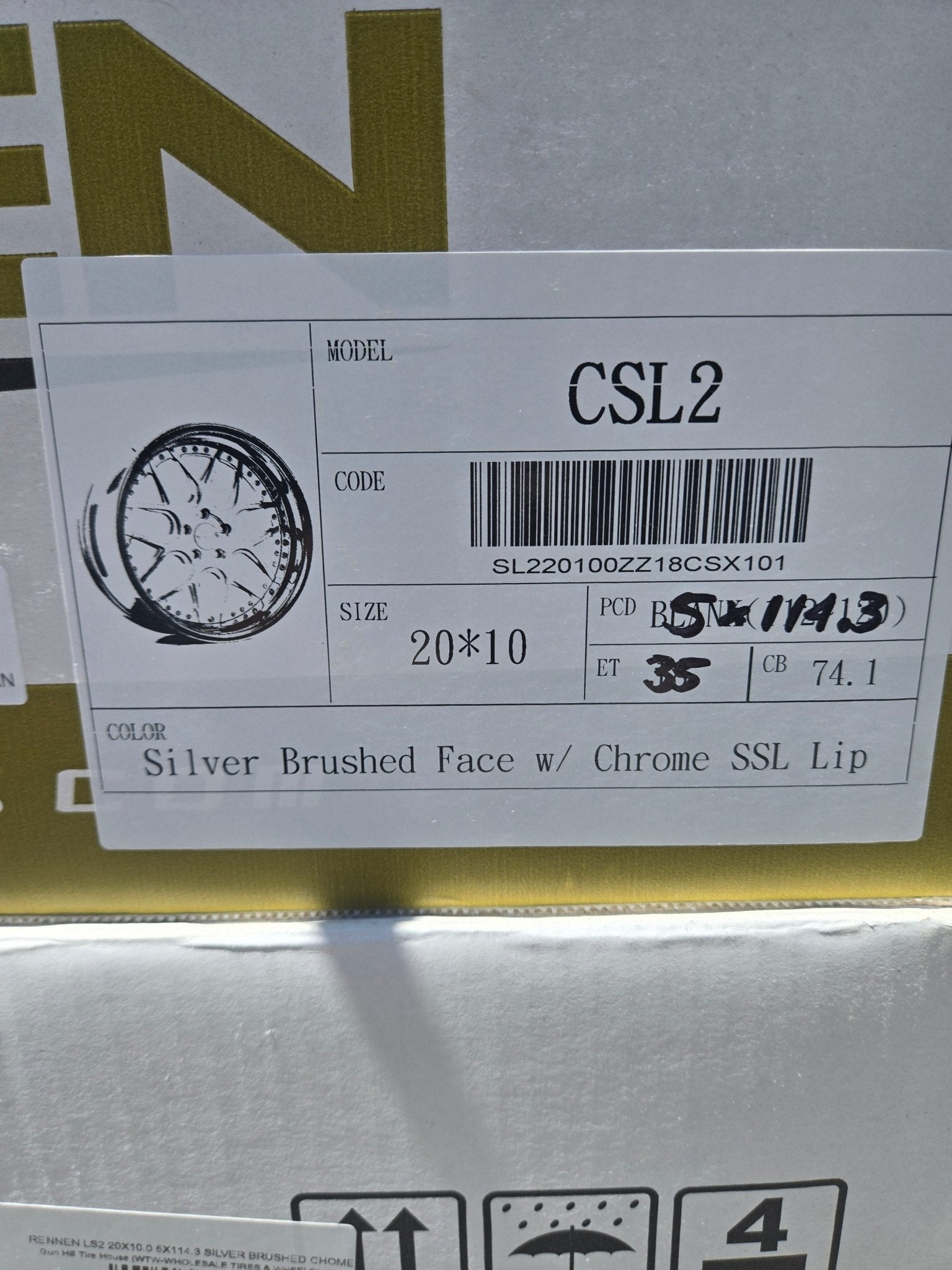 RENNEN LS2 20X10.0 5X114.3 SILVER BRUSHED CHOME LIP