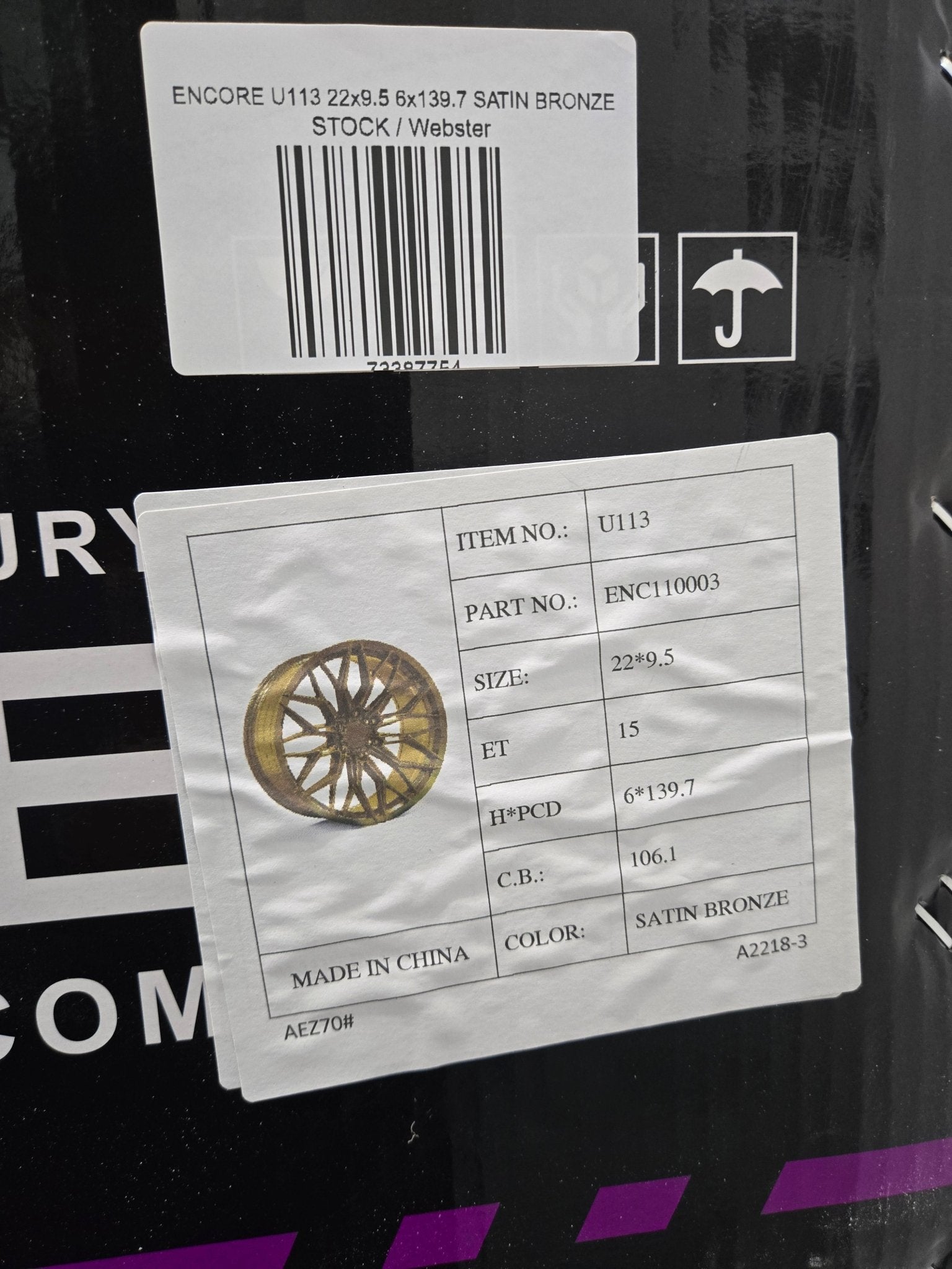 ENCORE U113 22x9.5 6x139.7 SATIN BRONZE