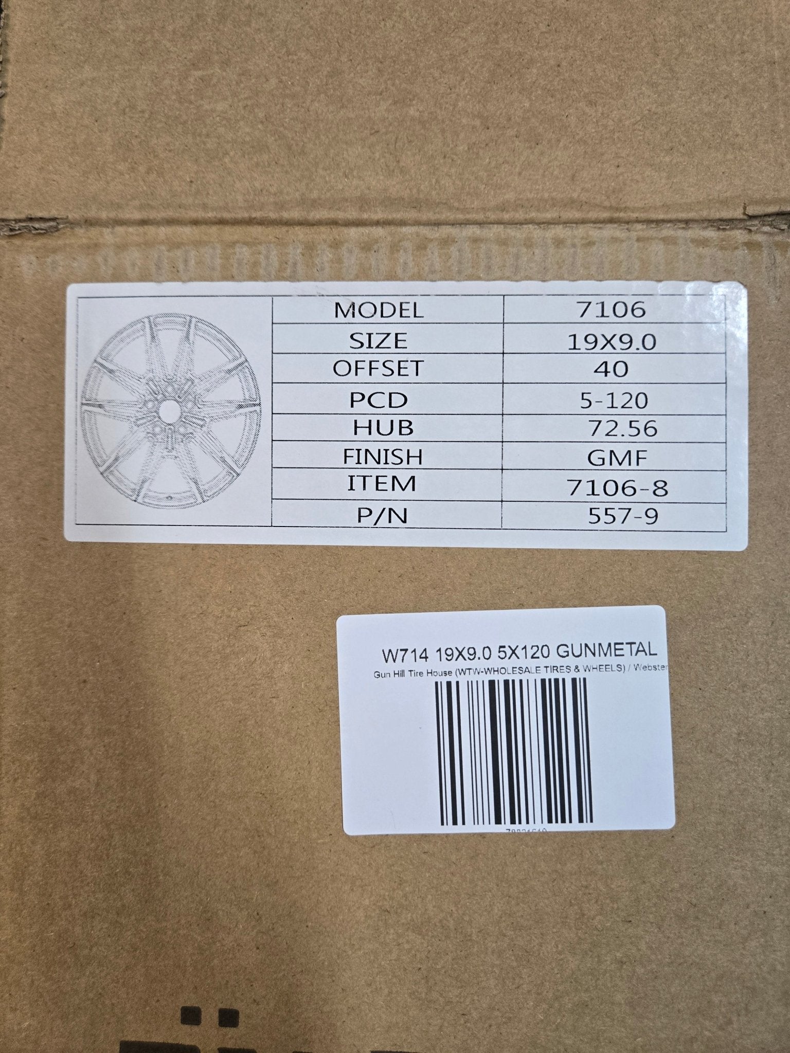 W714 19X9.0 5X120 GUNMETAL MACHINED FACE