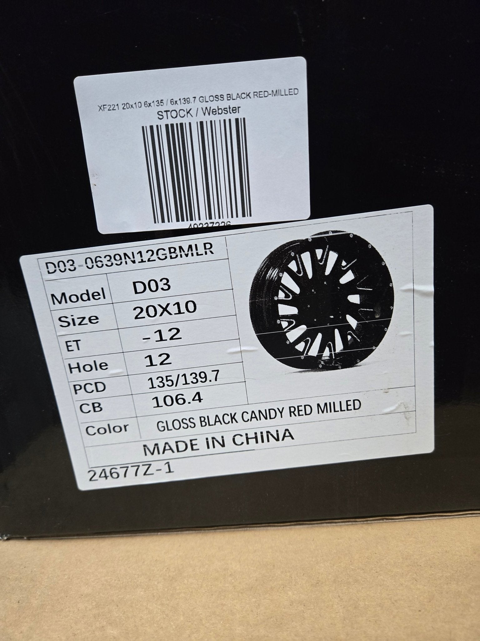 XF221 20x10 6x135 / 6x139.7 GLOSS BLACK RED-MILLED