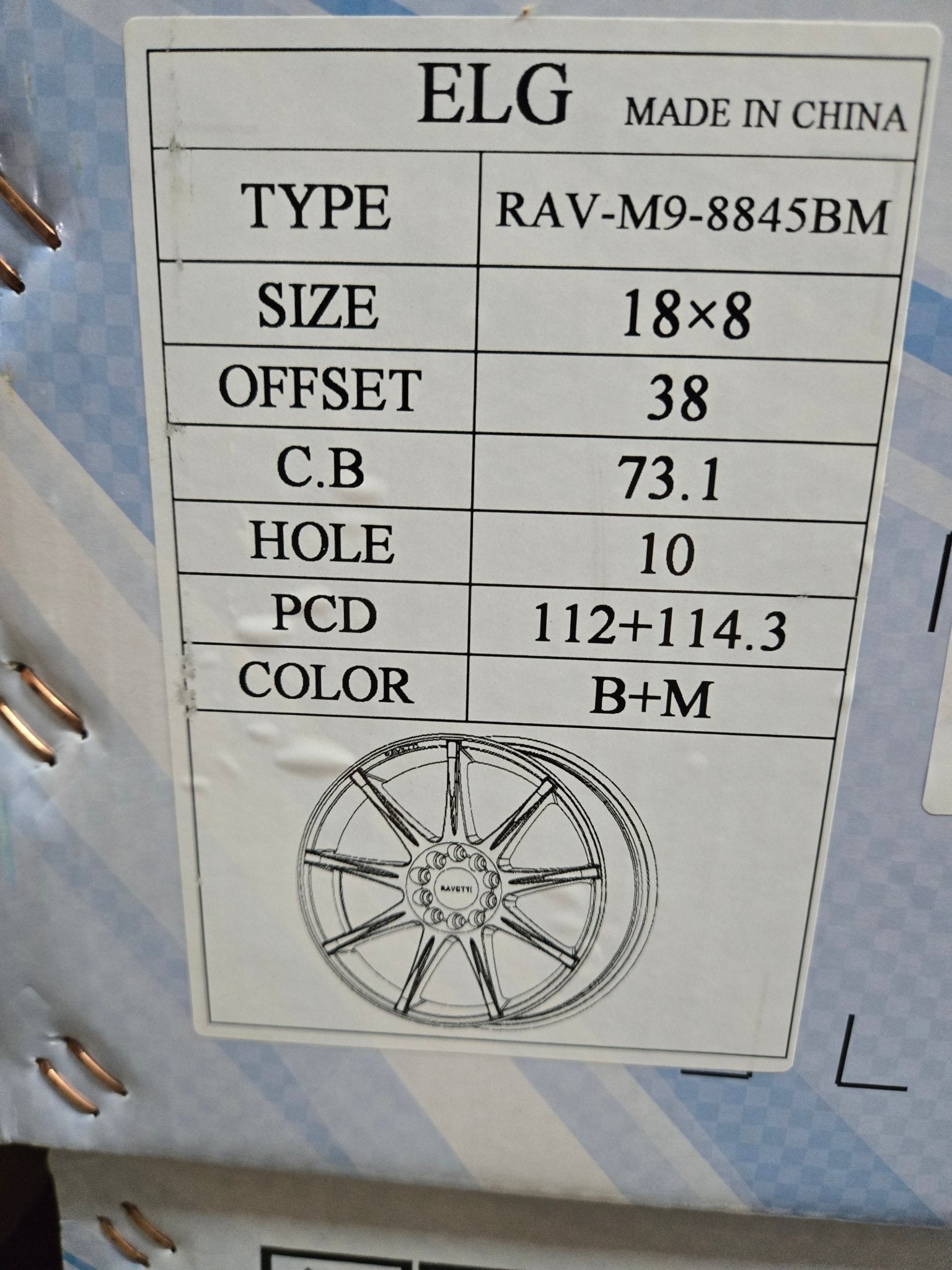 RAV-M9 18X8.0 5X112 5X114.3 BLACK MACHINED FACE