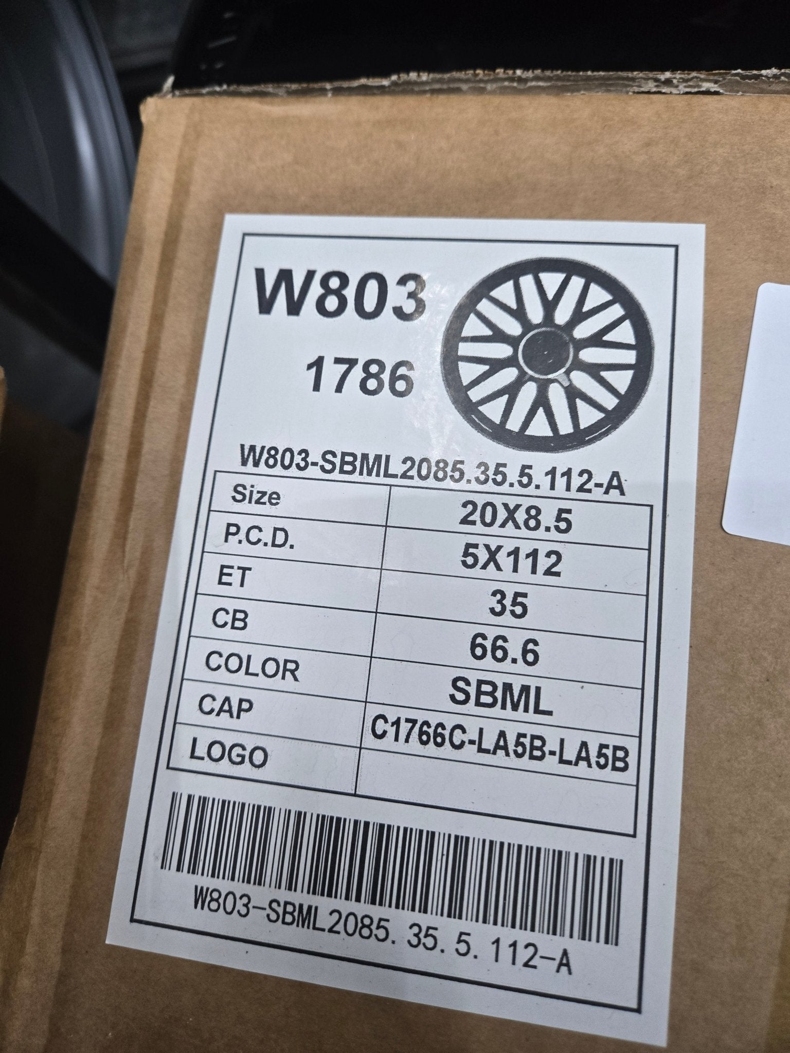 W803 20X8.5 5X112 SATIN BLACK MACHINED LIP