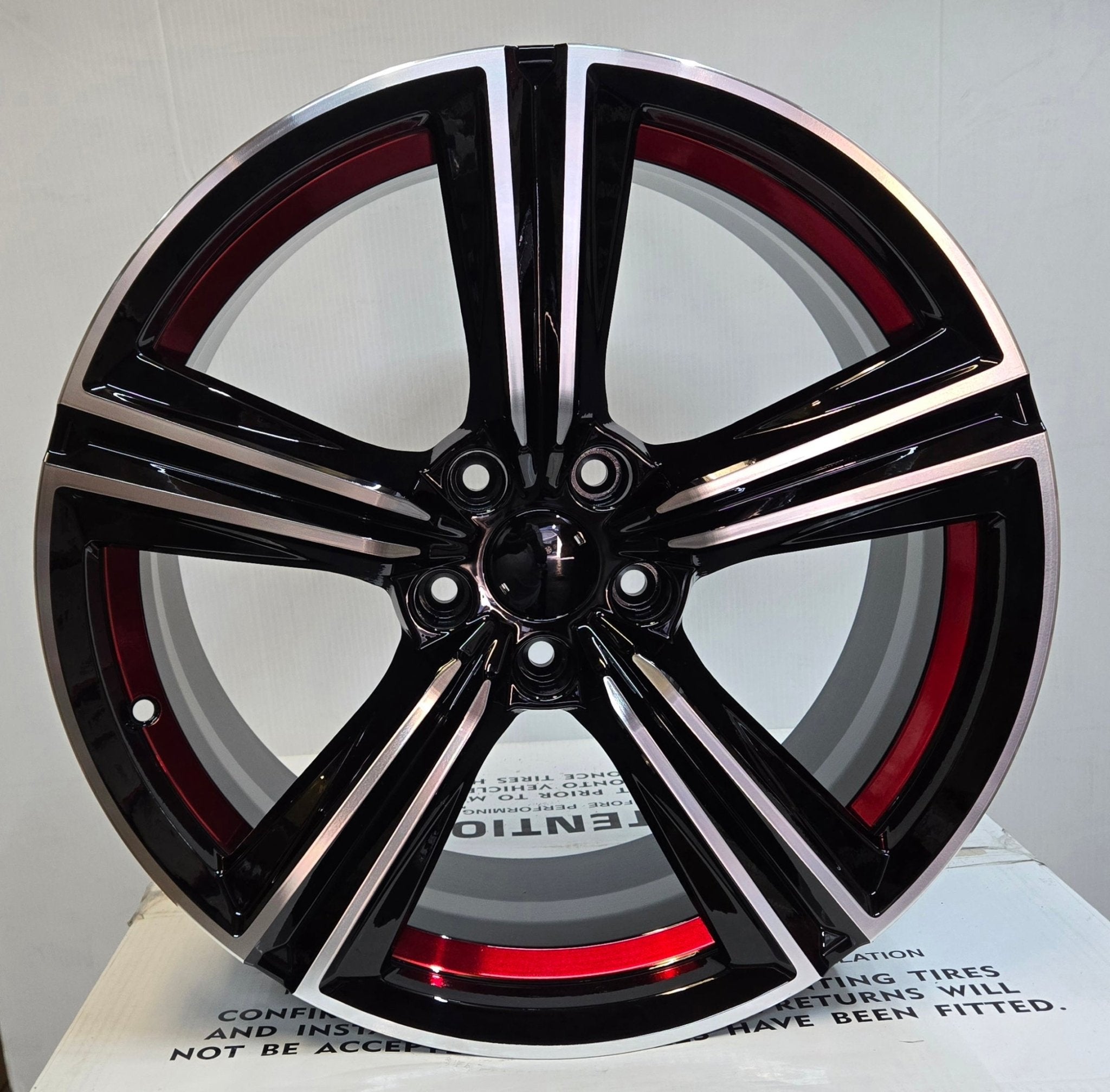 HD-20 19x8.5 5x114.3 GLOSS BLACK MACHINED FACE RED UNDER CUT