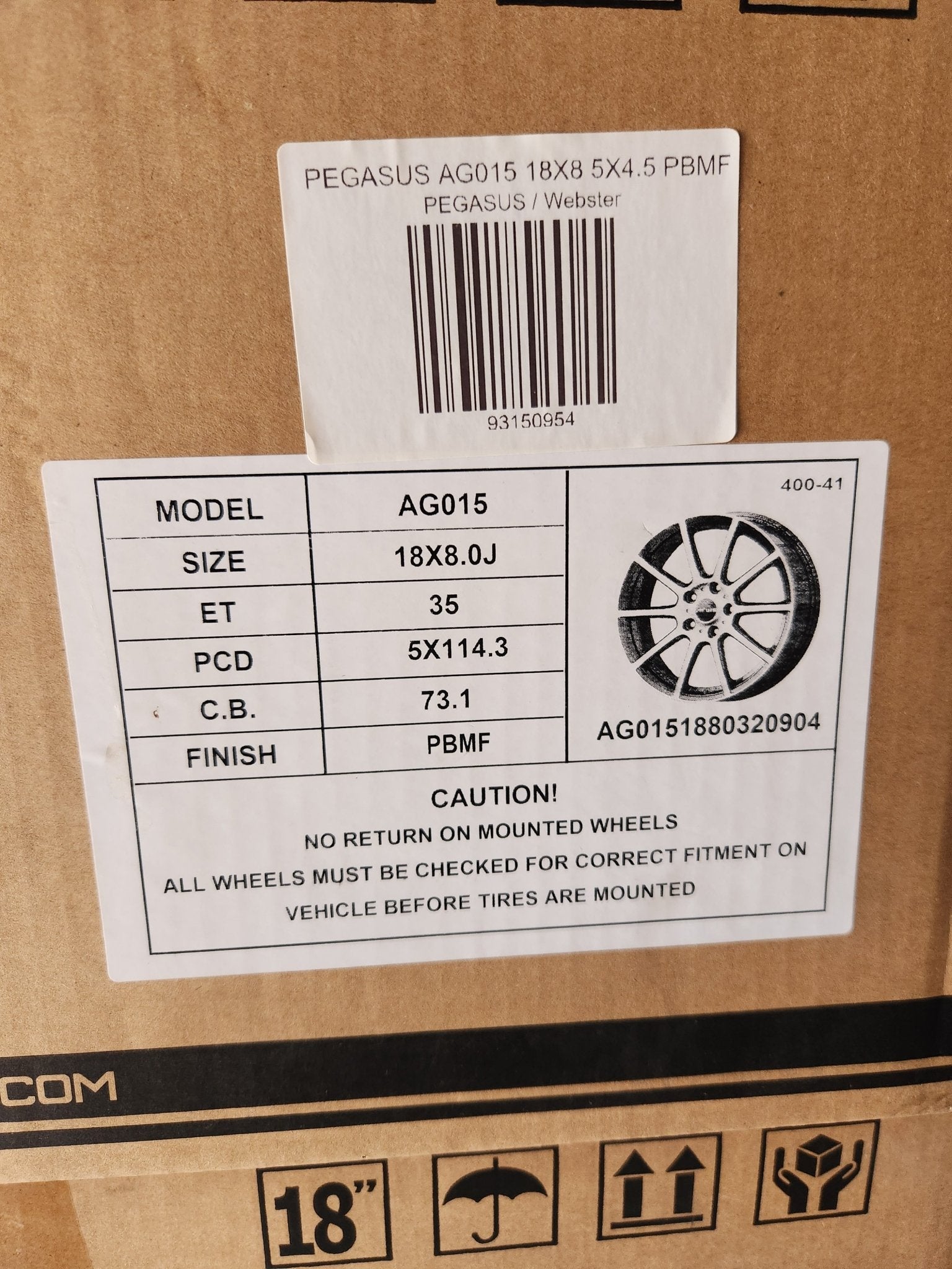 PEGASUS AG015 18X8 5X4.5 PBMF