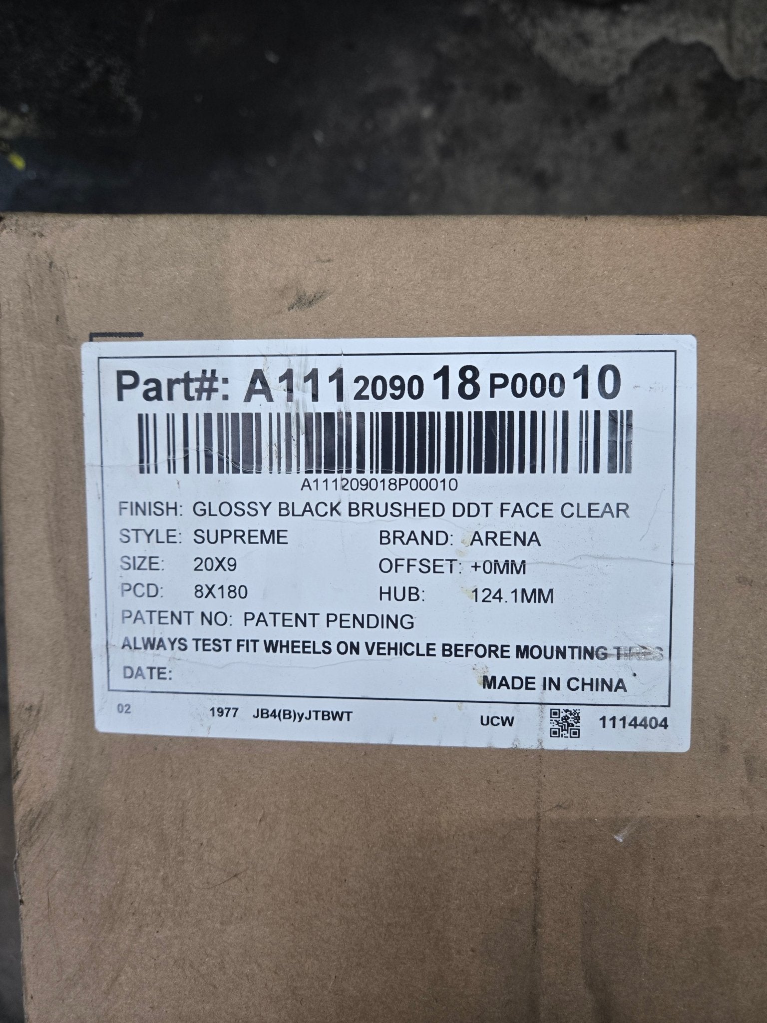 A111 ARENA 20x9 8x180 GLOSSY BLACK BRUSHED DDT FACE CLEAR