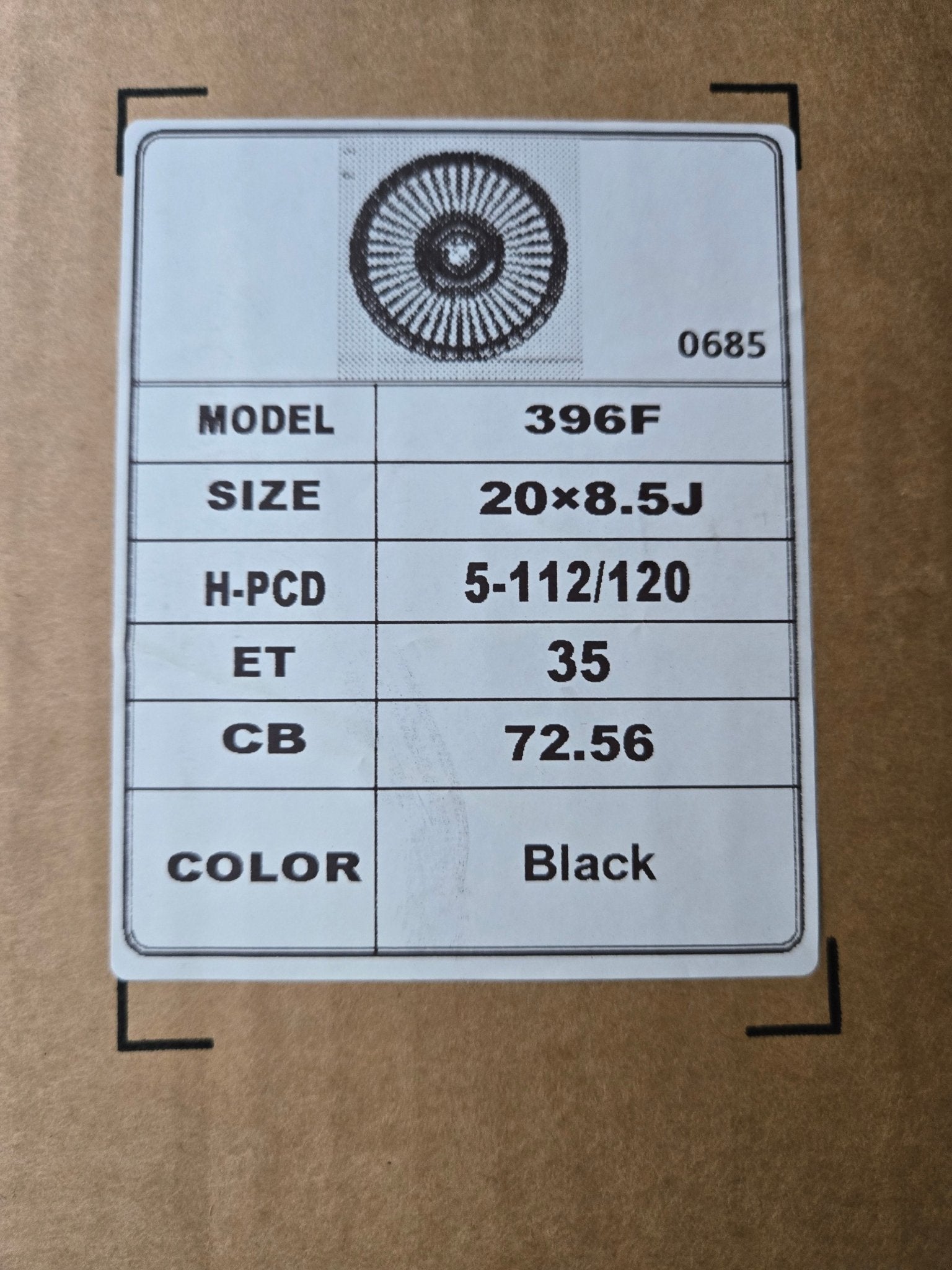 396F 20X8.5 5X112 5X120 BLACK