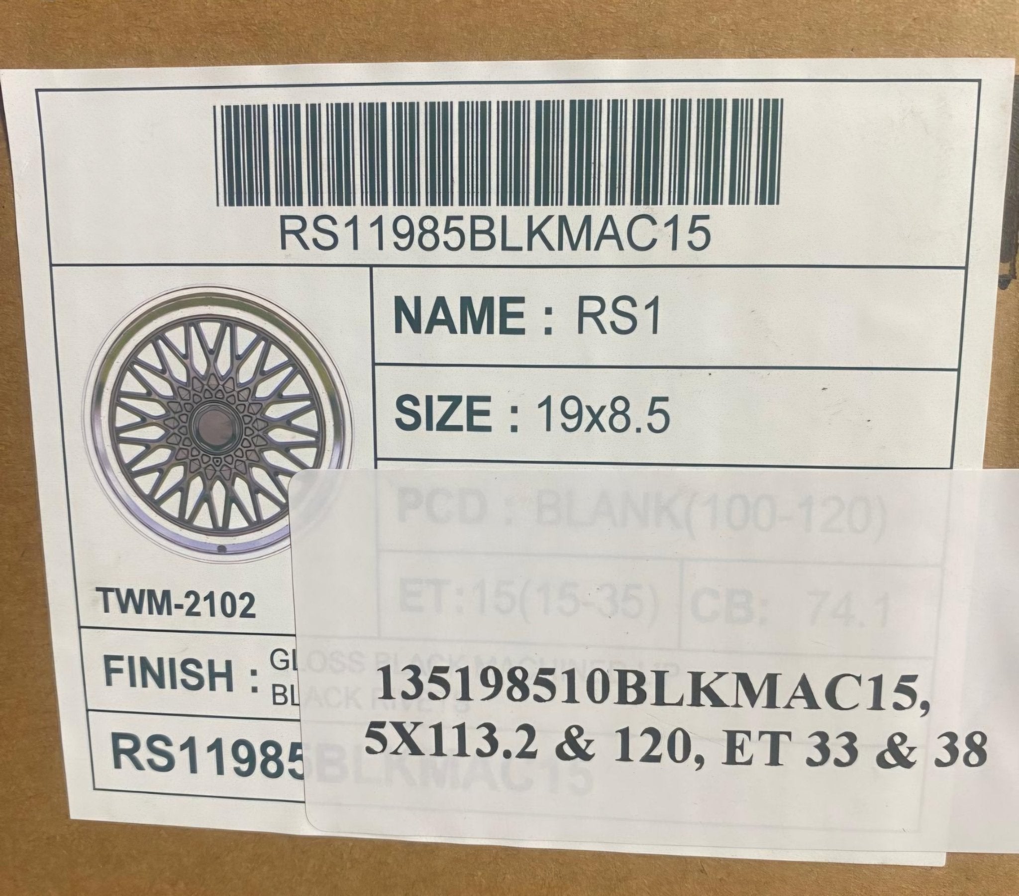 GWG 135 19X8.5 5X112 5X114.3 5X120 PIANO BLACK MACHINED FACE