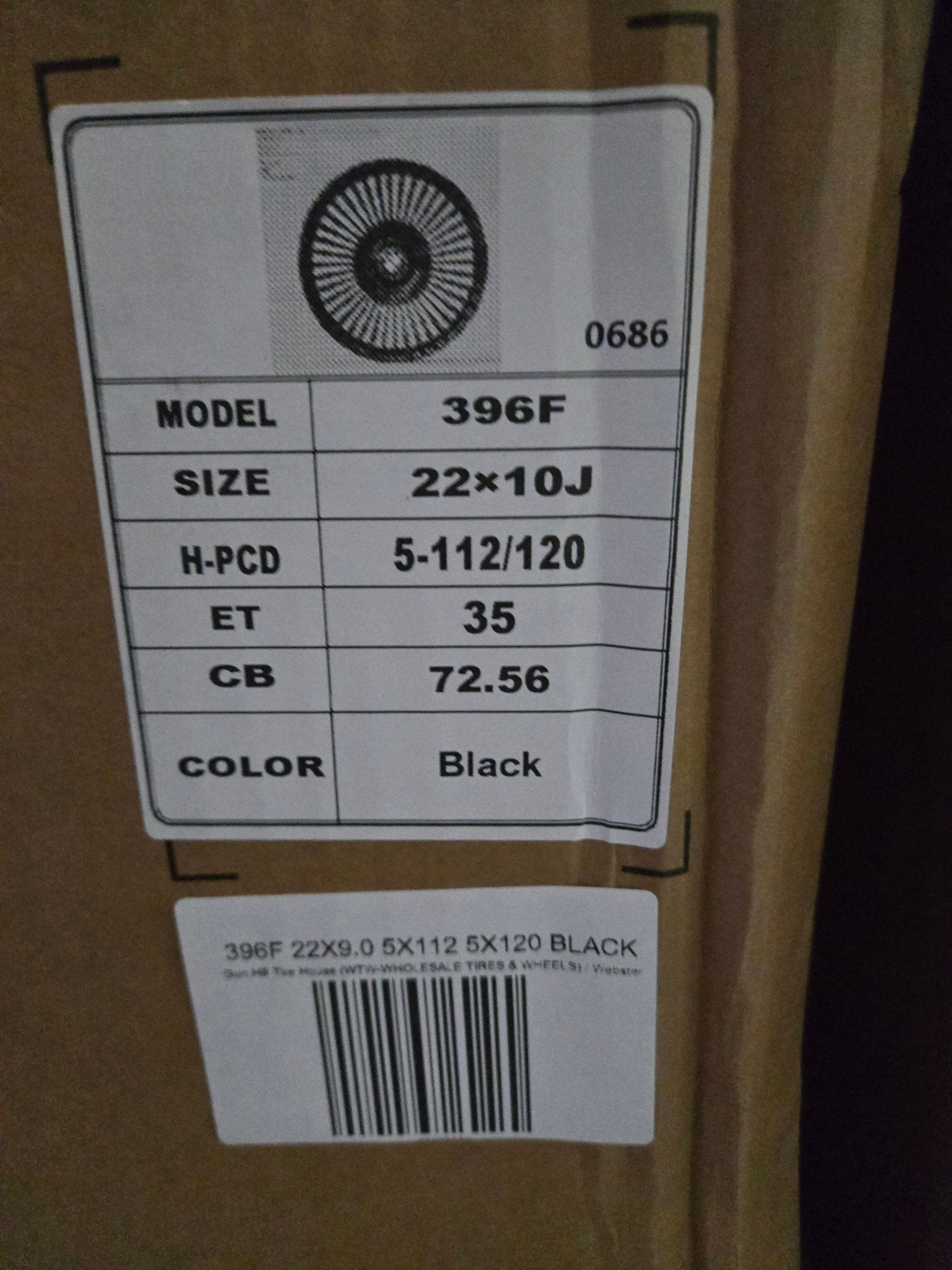 396F 22X10 5X112 5X120 BLACK