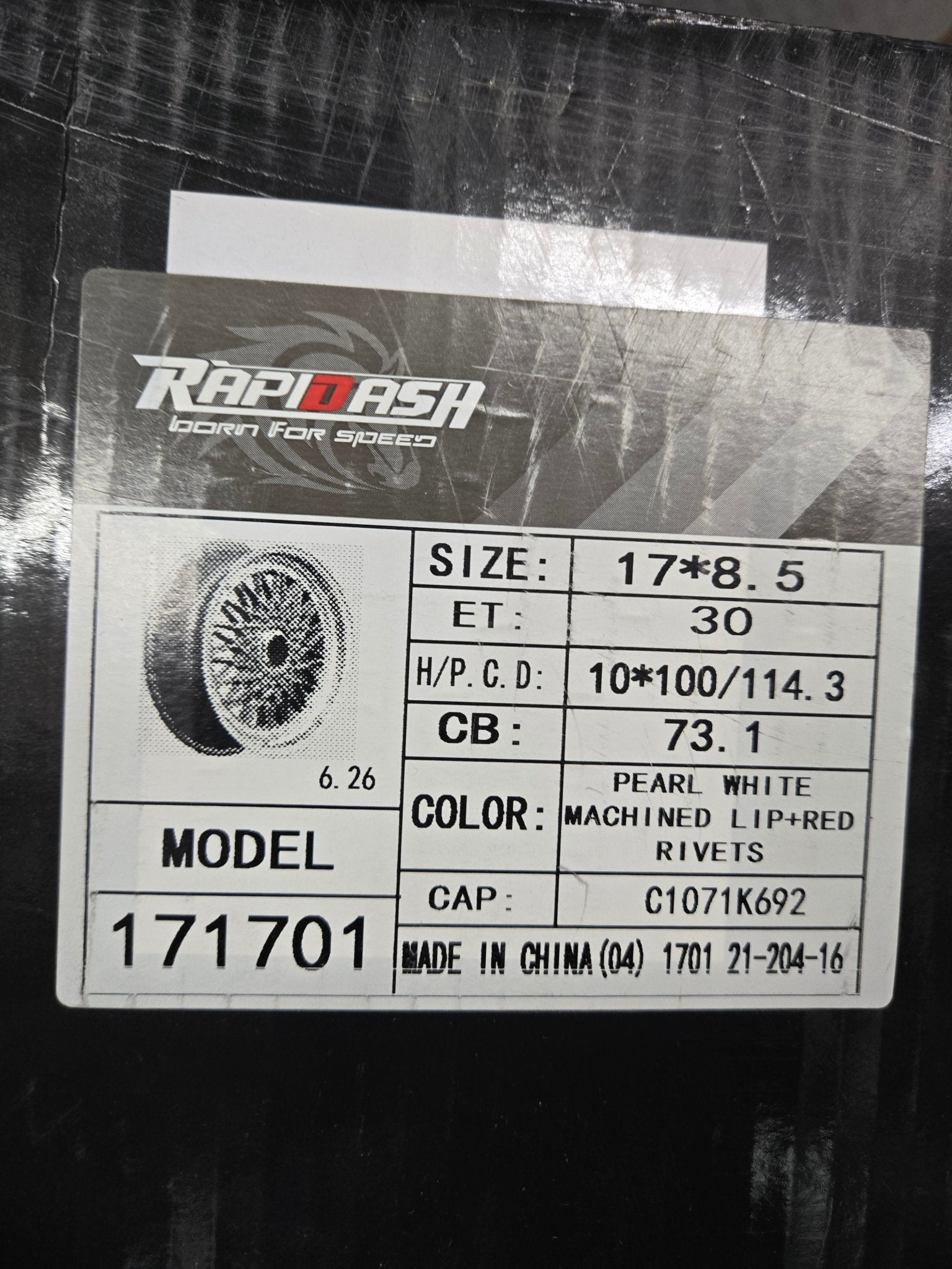 171701 17X8.5 5X114.3 5X100 PEAR WHITE