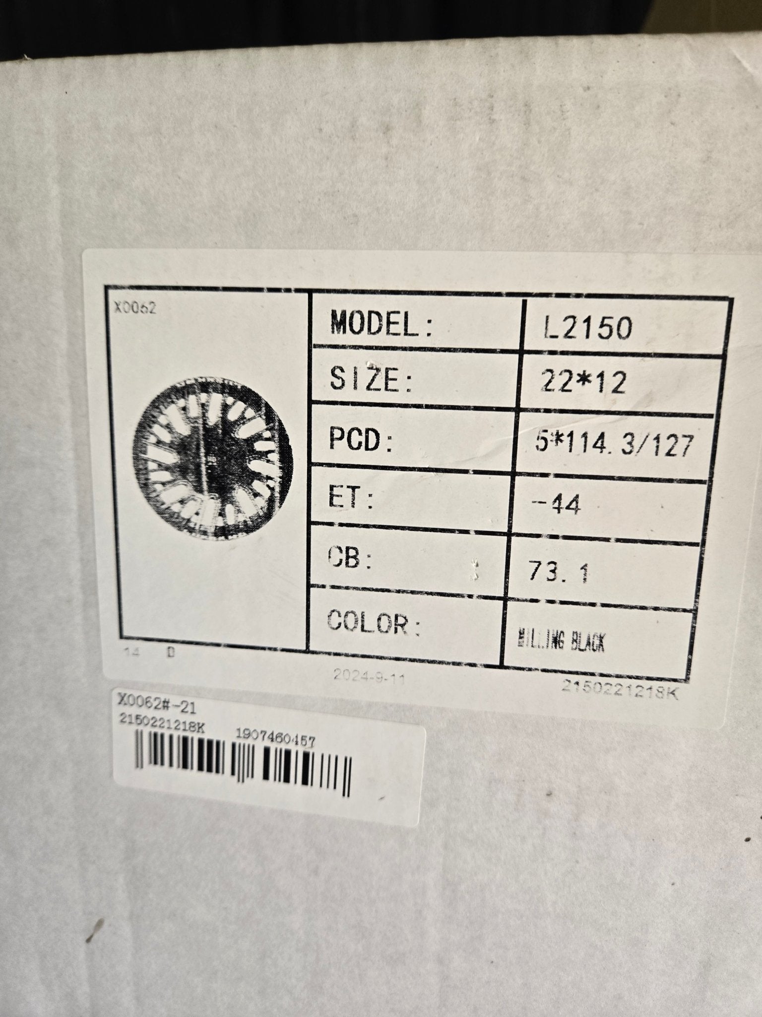 PEGASUS L2150 LHD-28 22X12 5X114.3 5X127 PIANO BLACK MILLING WHNDOW
