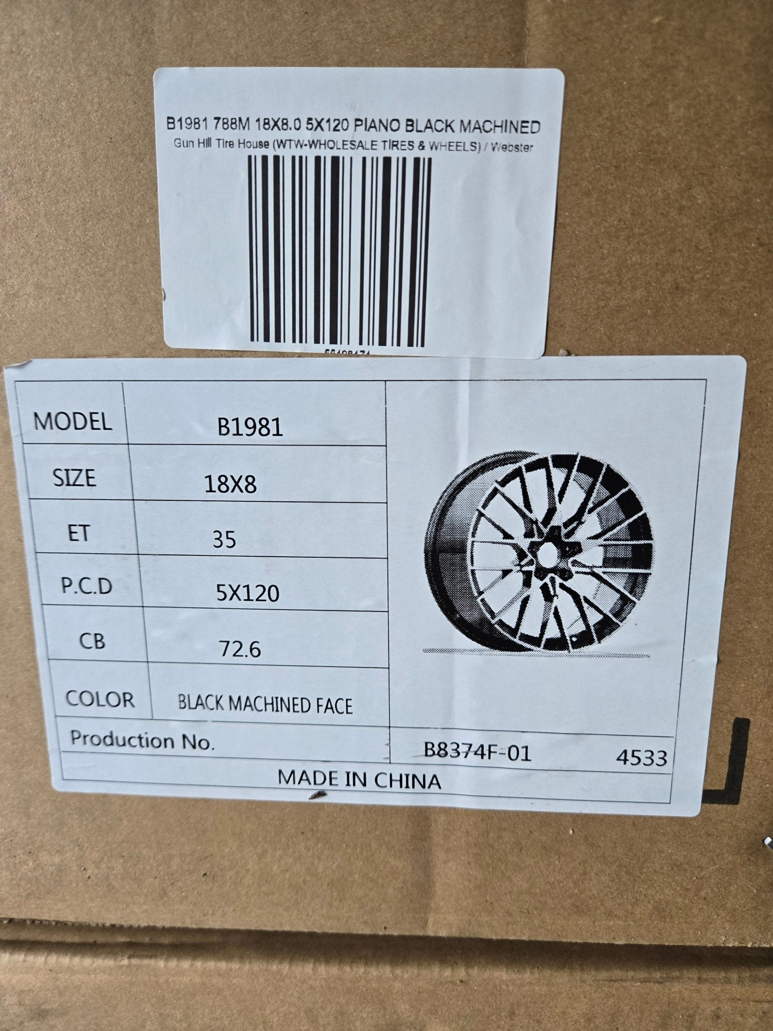 B1981 788M 18X8.0 5X114.3 PIANO BLACK MACHINED
