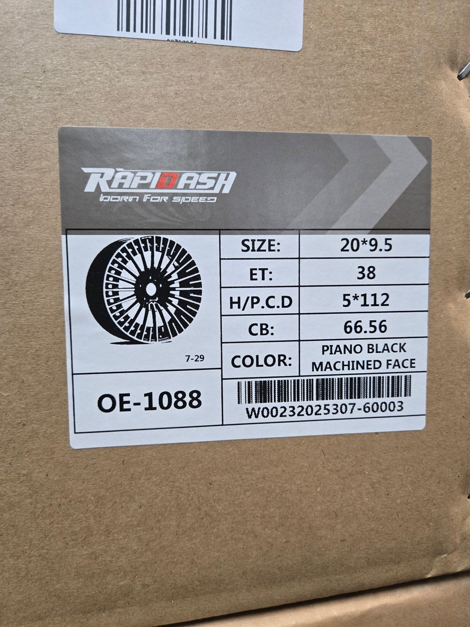OE-1088 20X9.5 5X112 PIANO BLACK MACHINED FACE
