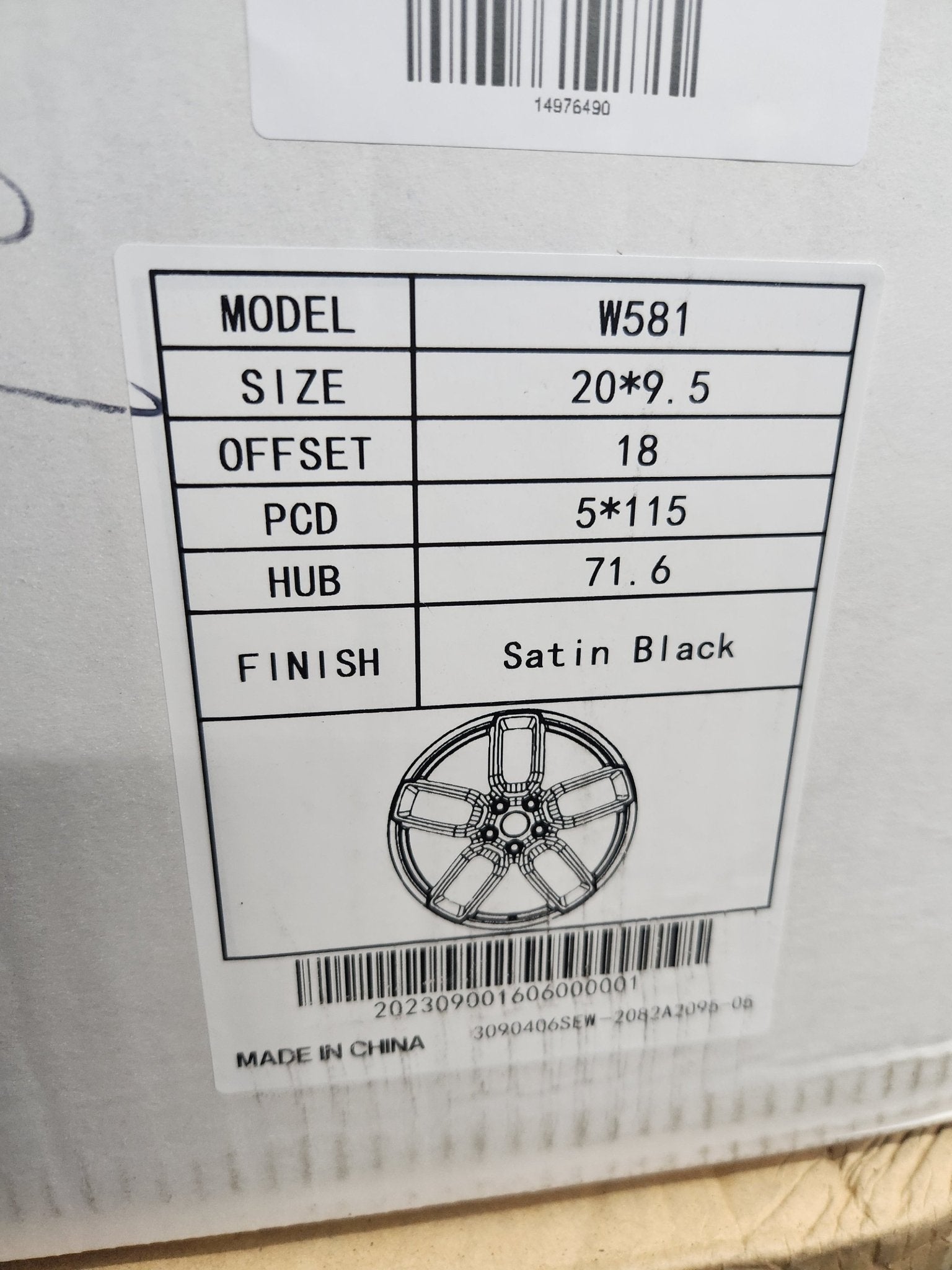 W581 20X9.5 5X115 SATIN BLACK