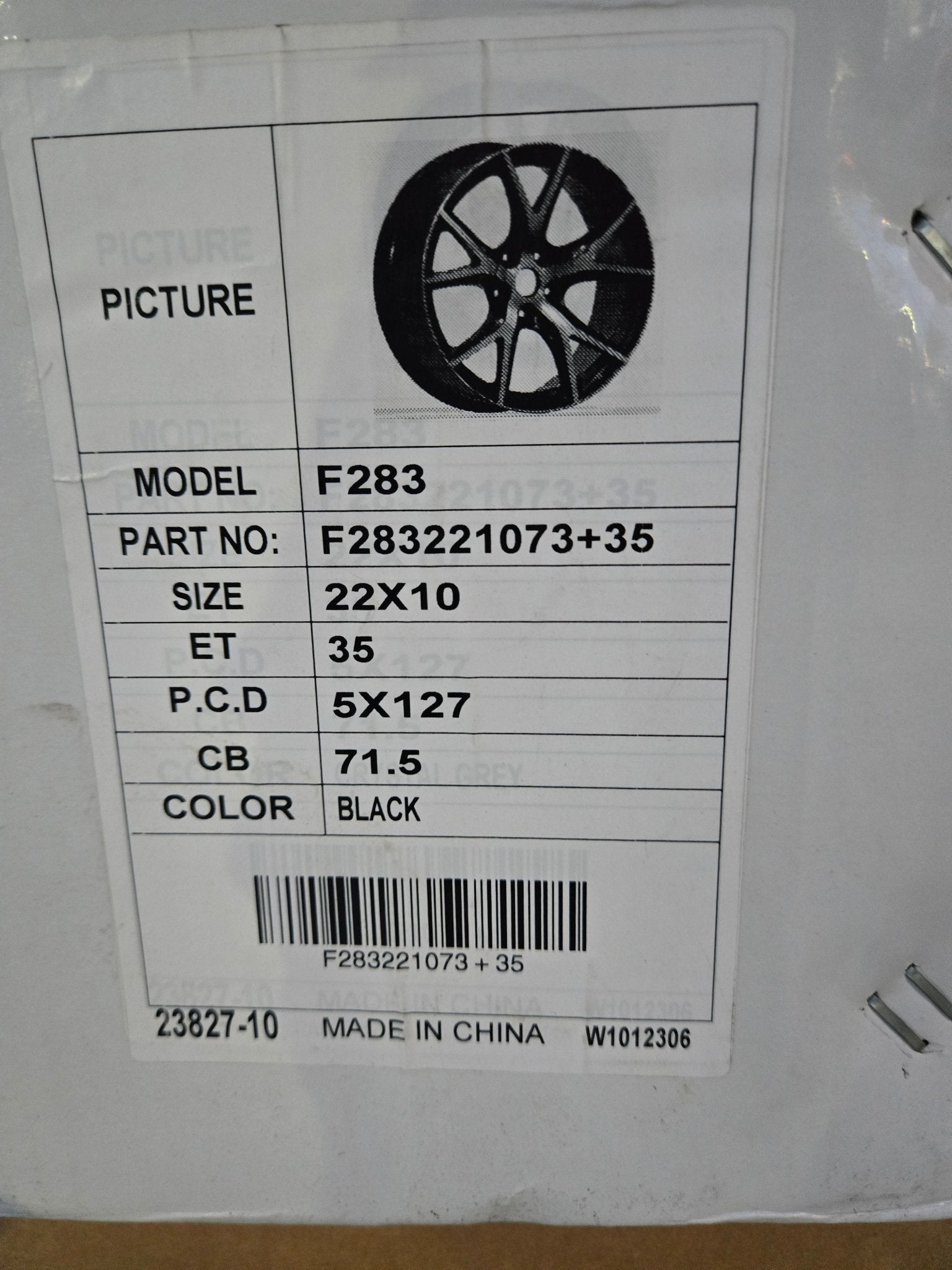 F283 OE-5337 22X10 5X127 GLOSS BLACK