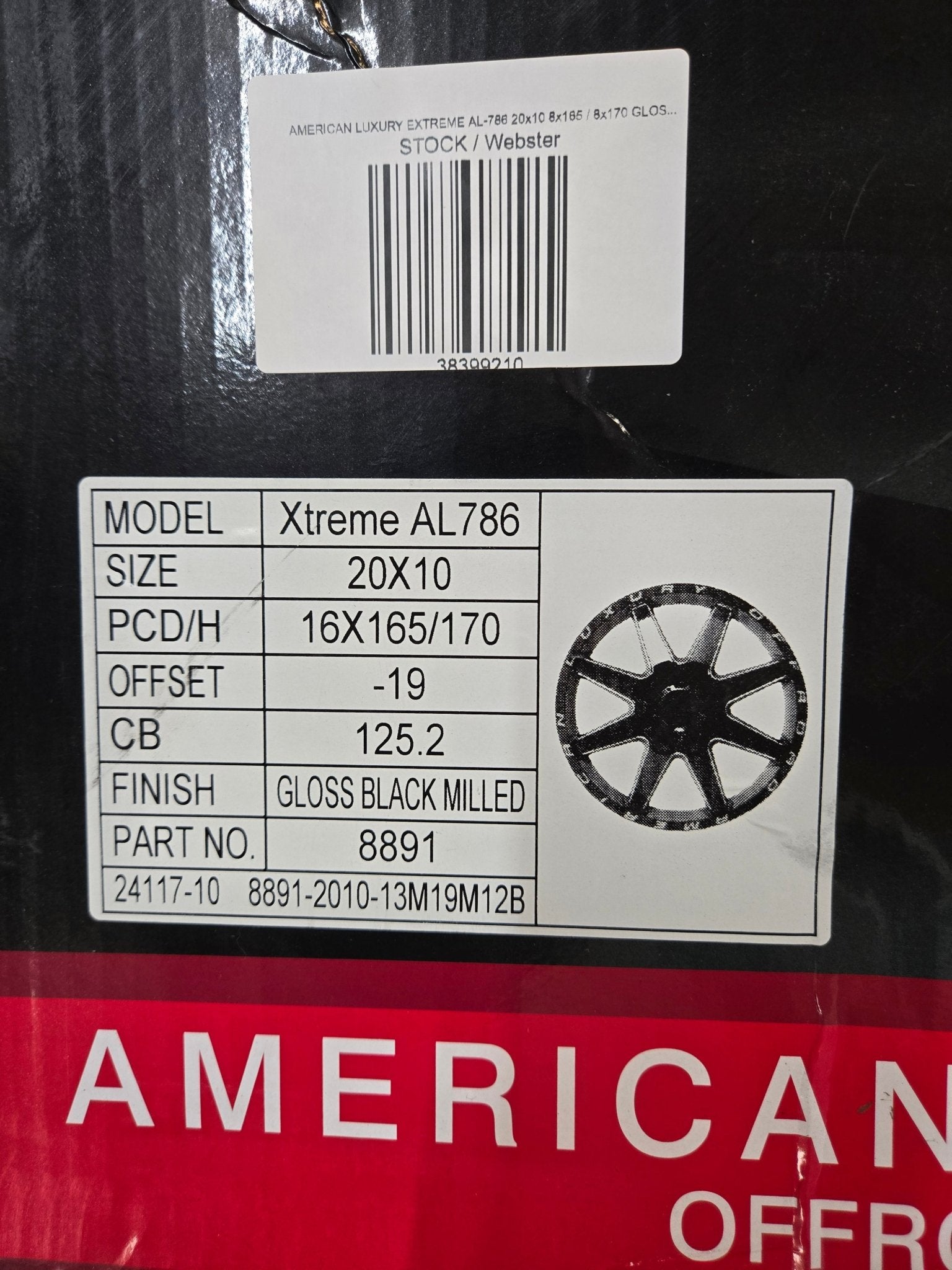 AMERICAN LUXURY EXTREME AL-786 20x10 8x165 / 8x170 GLOSS BLACK MACHINED MILLED