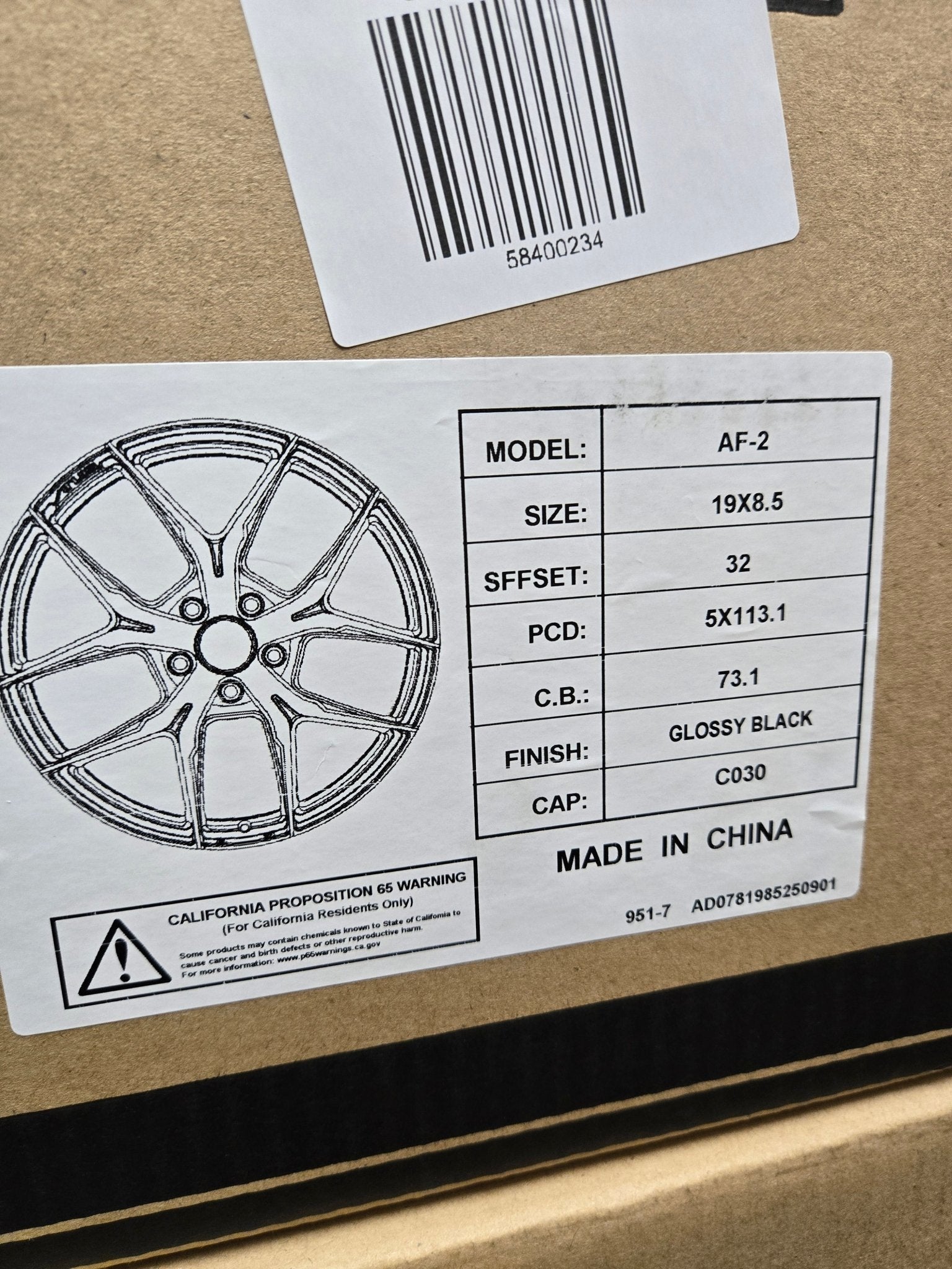 AF02 19x8.5 5x112 / 5x114.3 GLOSS BLACK